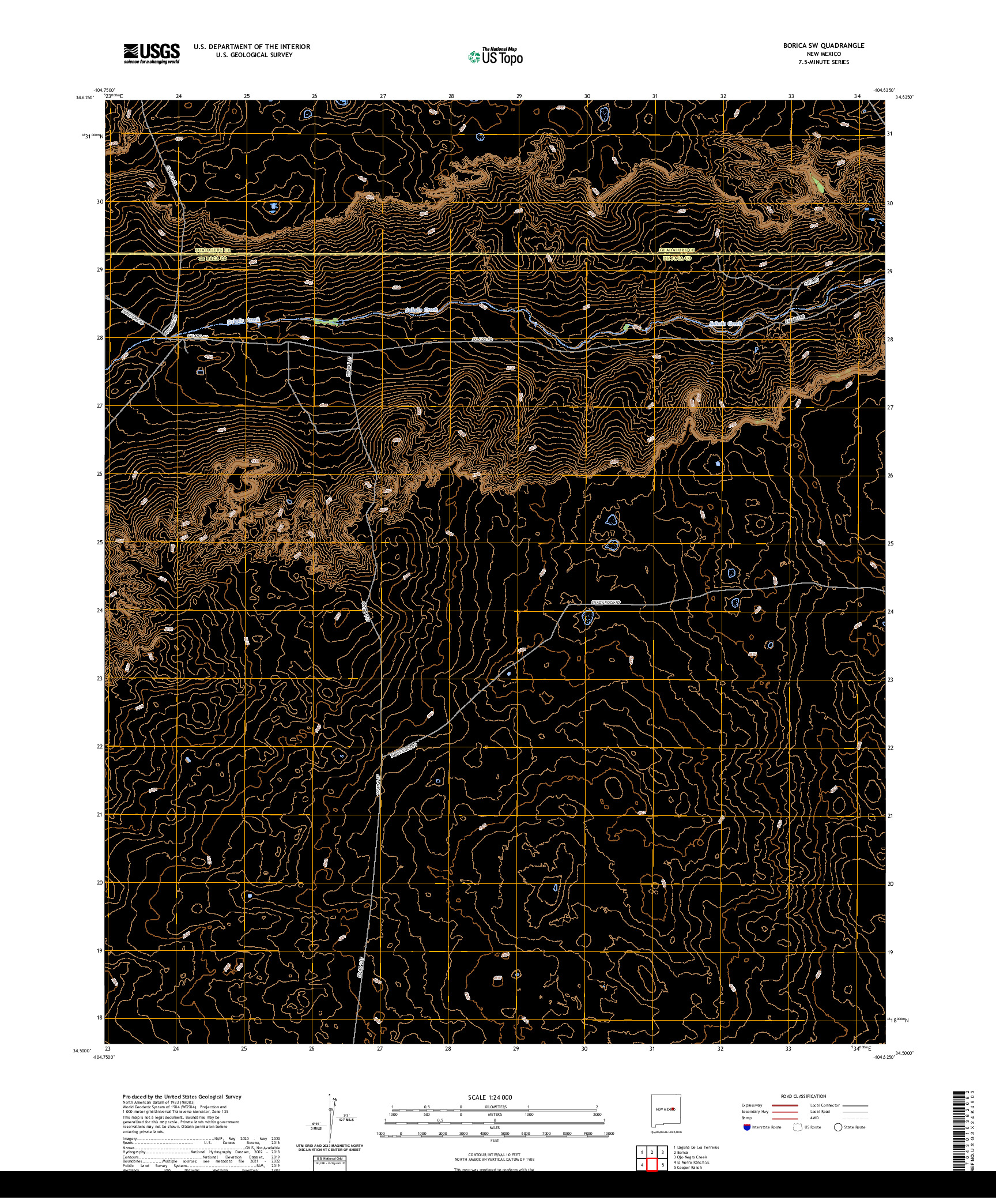 US TOPO 7.5-MINUTE MAP FOR BORICA SW, NM