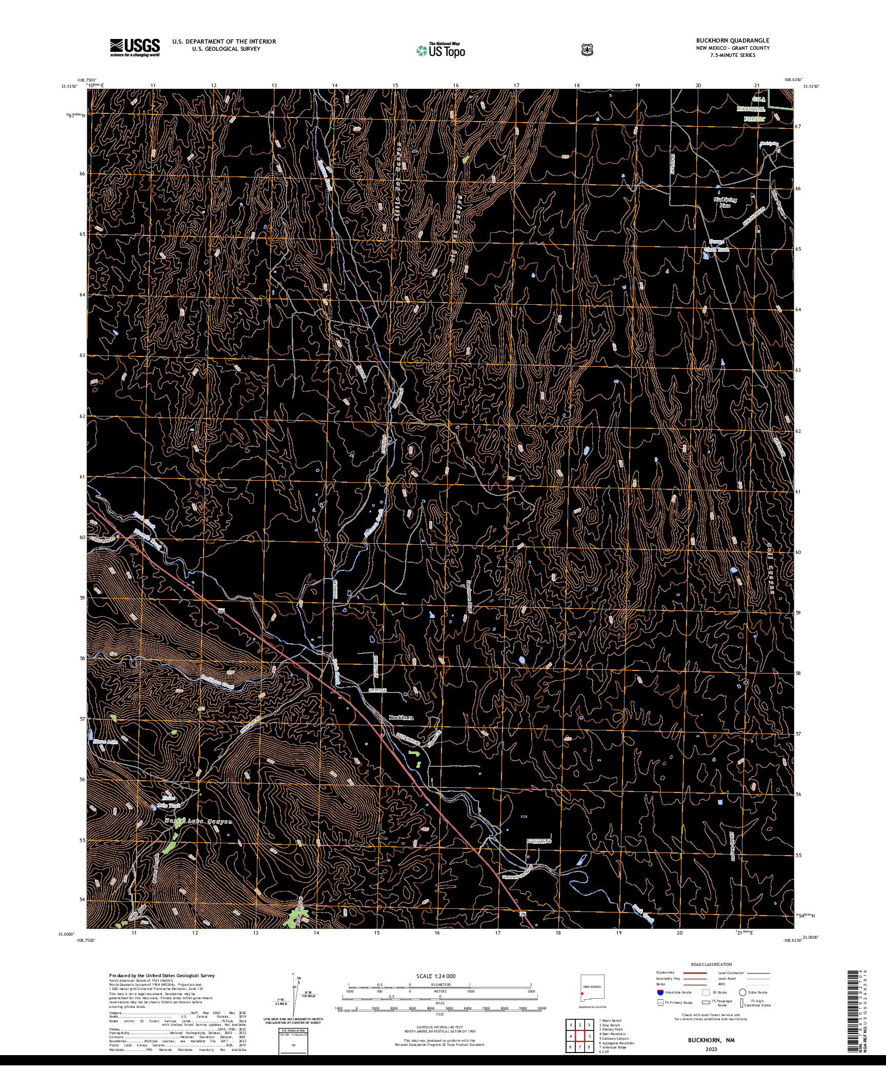 US TOPO 7.5-MINUTE MAP FOR BUCKHORN, NM