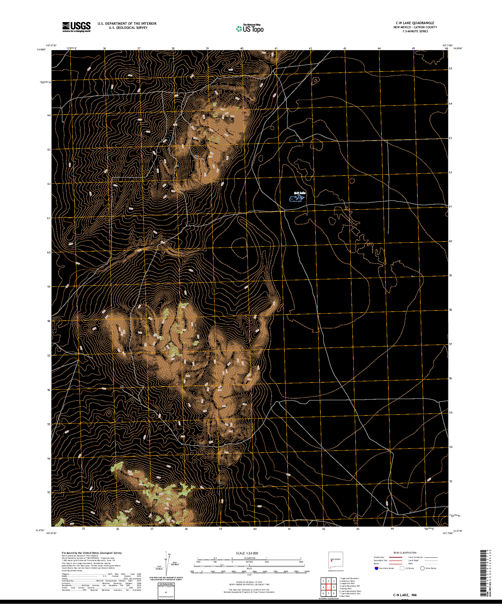 US TOPO 7.5-MINUTE MAP FOR C-N LAKE, NM