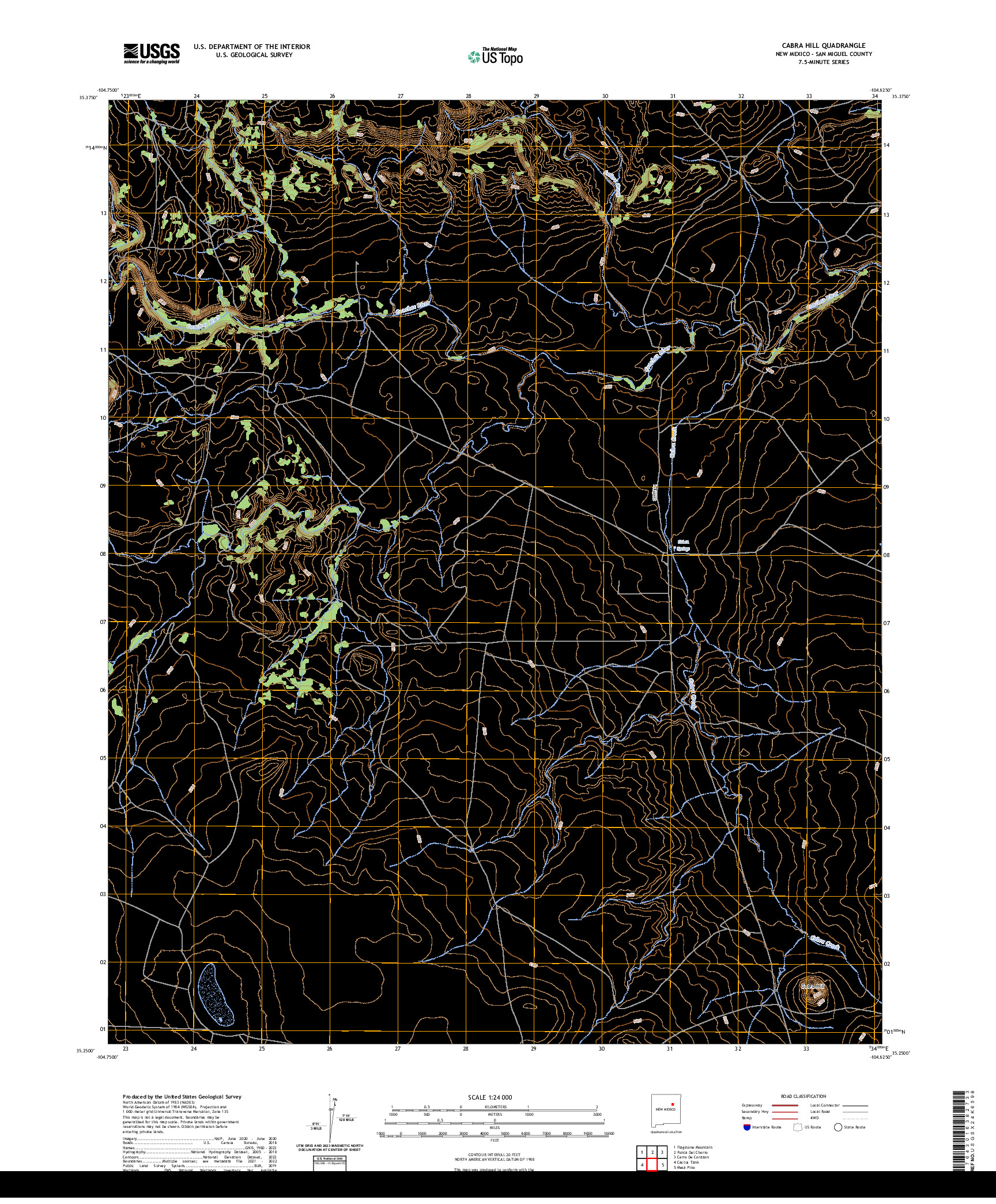US TOPO 7.5-MINUTE MAP FOR CABRA HILL, NM