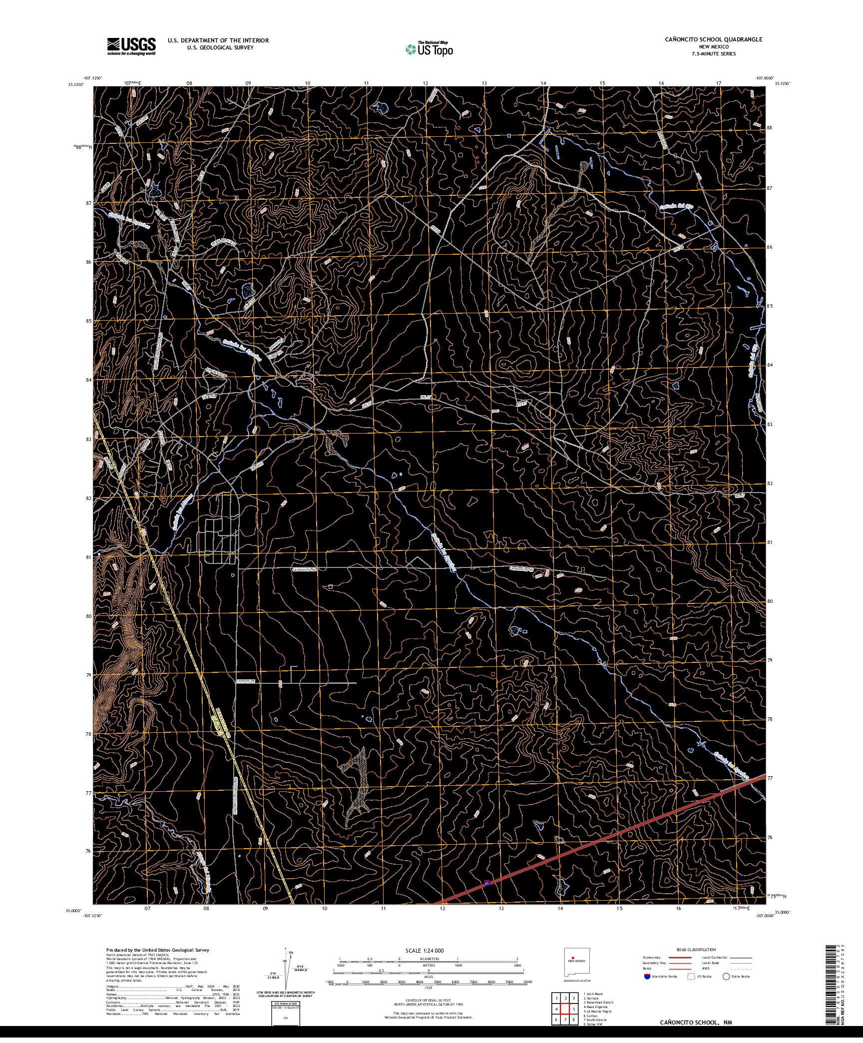 US TOPO 7.5-MINUTE MAP FOR CANONCITO SCHOOL, NM