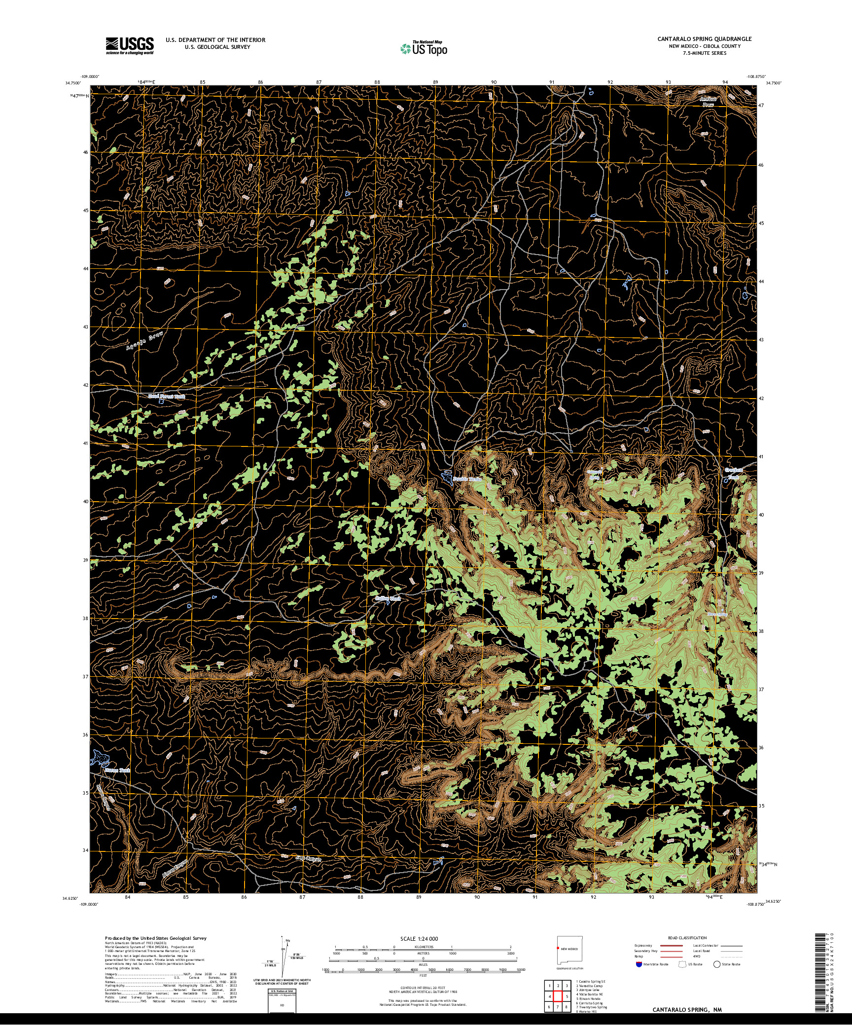 US TOPO 7.5-MINUTE MAP FOR CANTARALO SPRING, NM