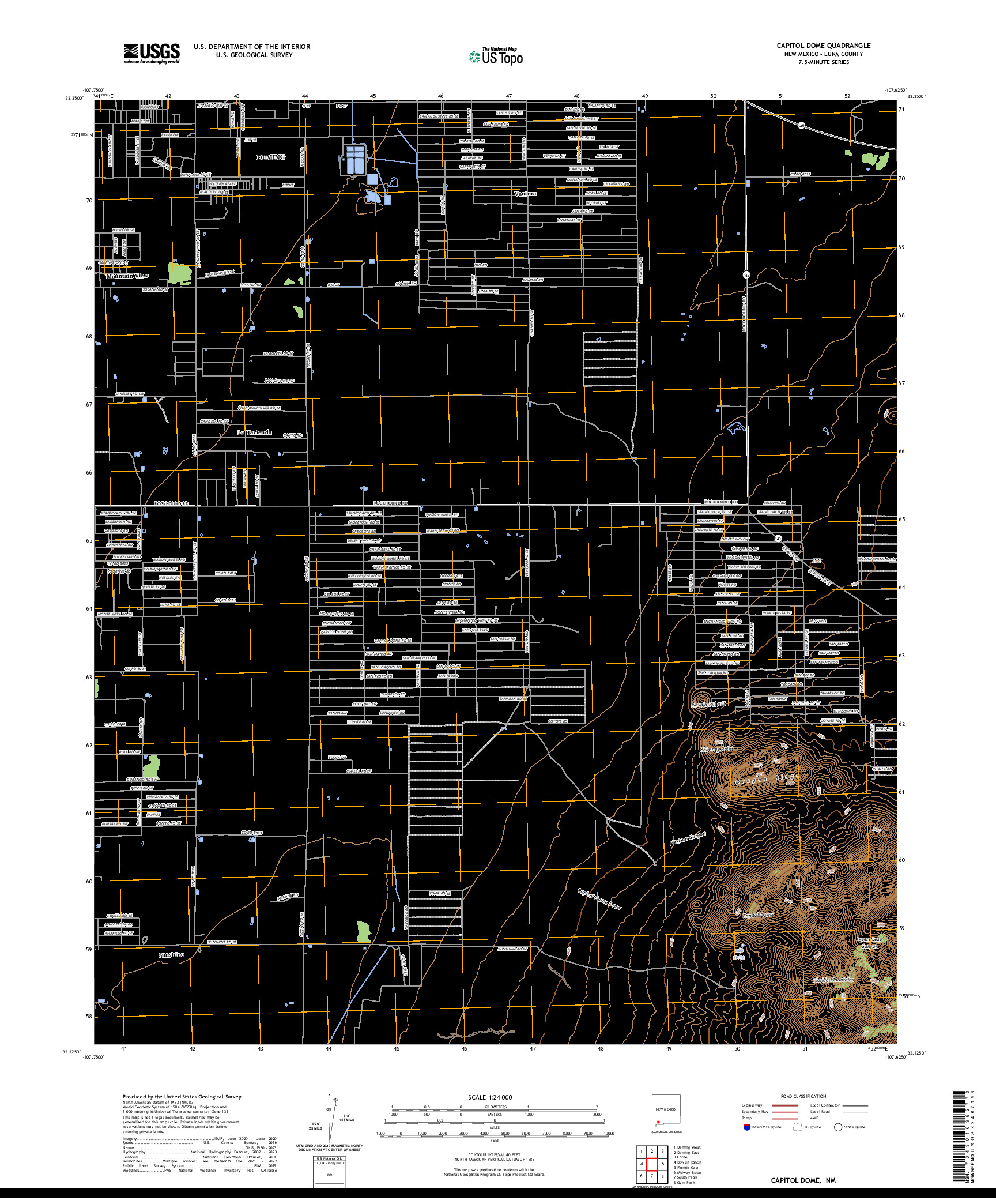 US TOPO 7.5-MINUTE MAP FOR CAPITOL DOME, NM