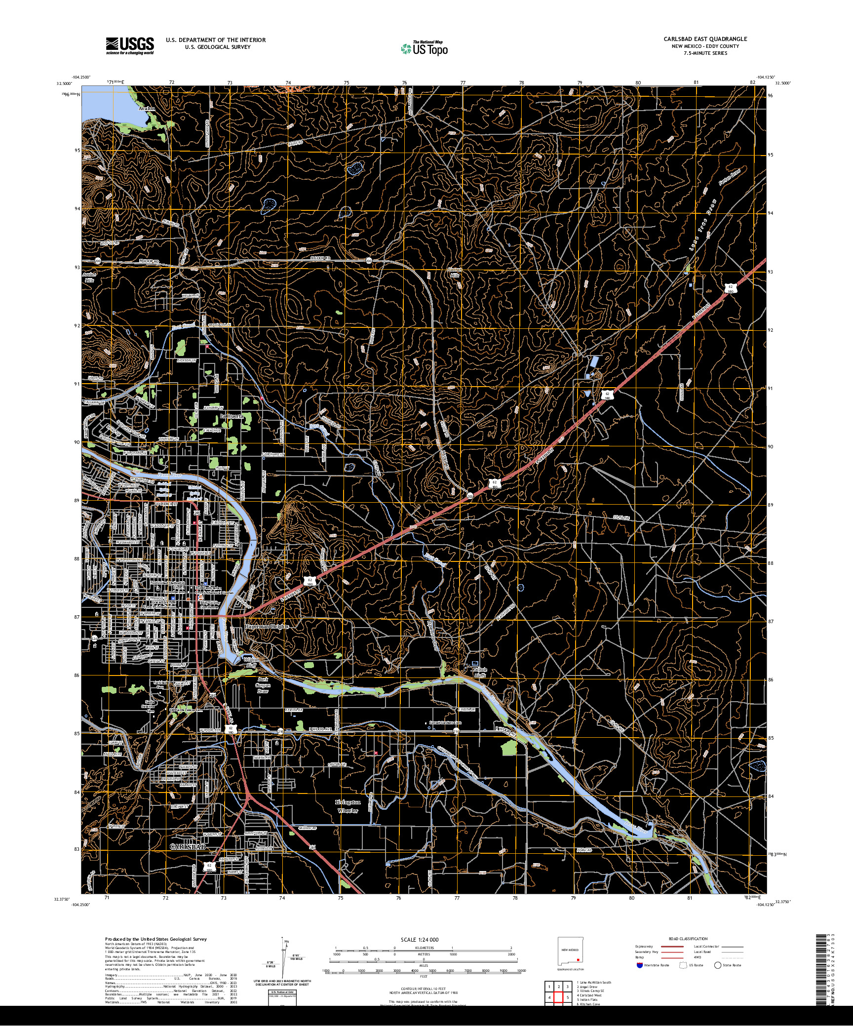 US TOPO 7.5-MINUTE MAP FOR CARLSBAD EAST, NM