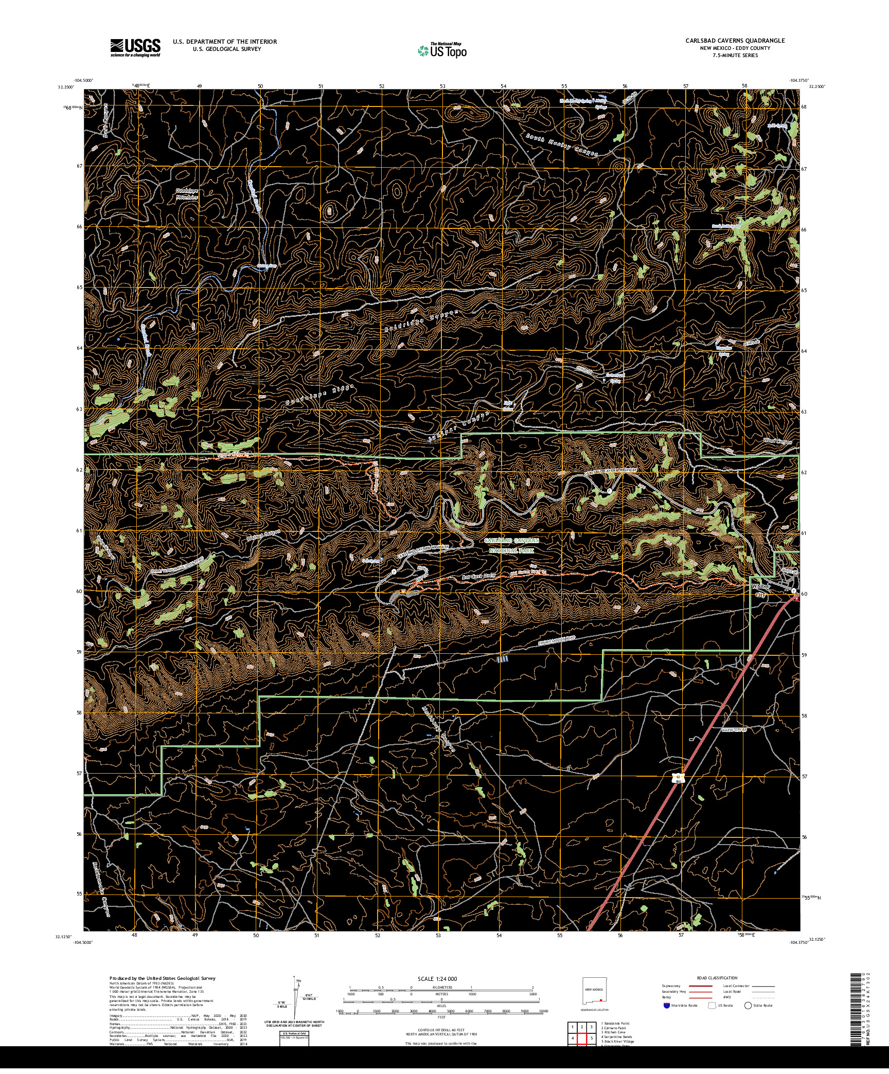 US TOPO 7.5-MINUTE MAP FOR CARLSBAD CAVERNS, NM