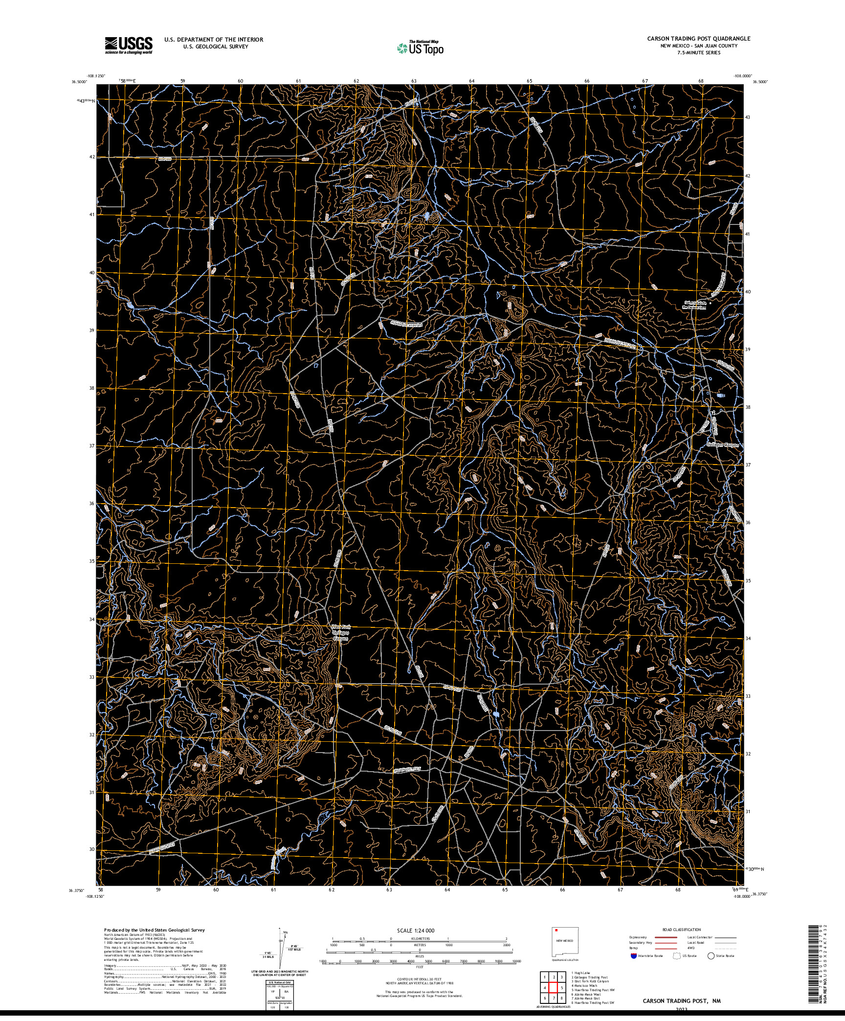 US TOPO 7.5-MINUTE MAP FOR CARSON TRADING POST, NM