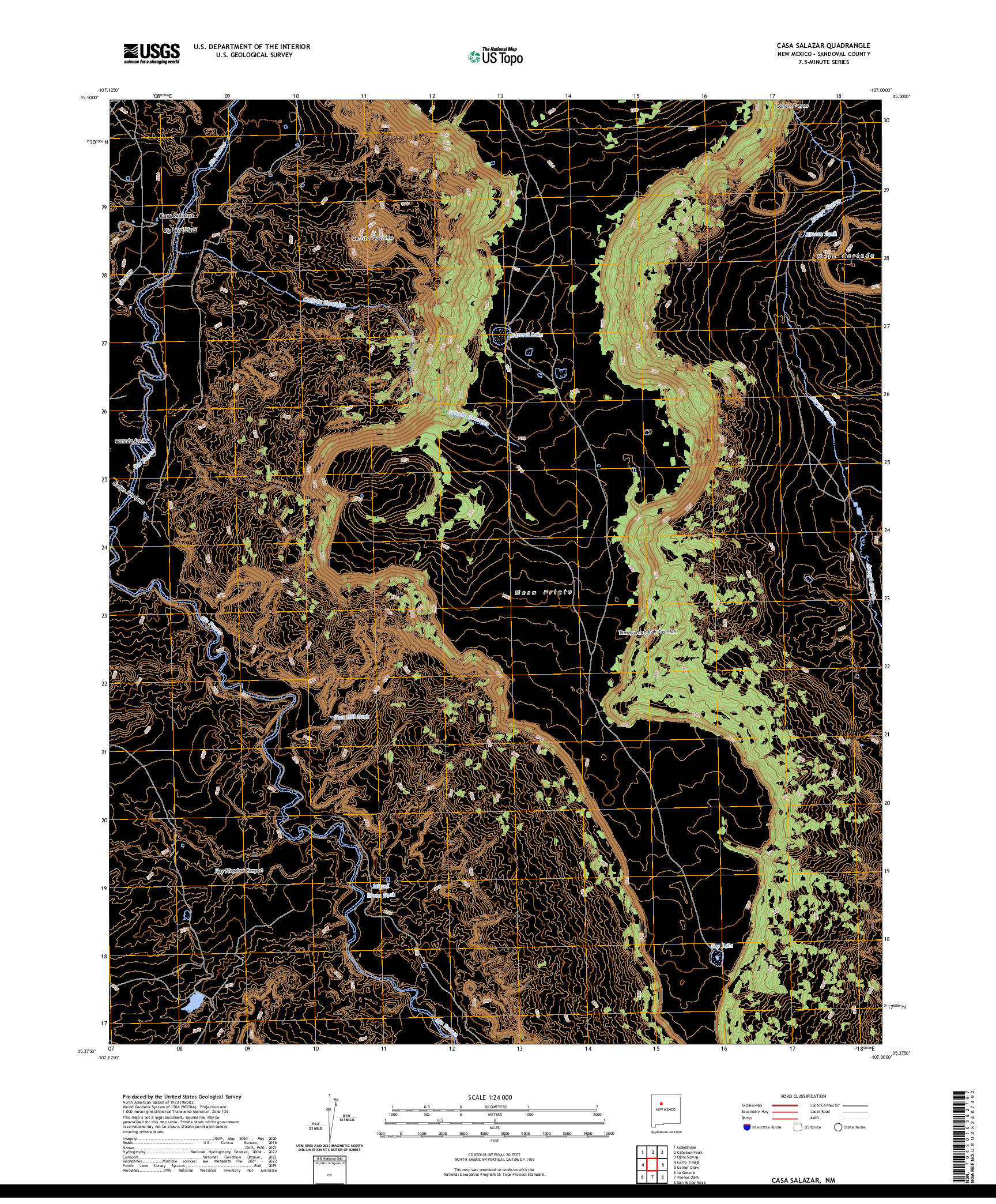US TOPO 7.5-MINUTE MAP FOR CASA SALAZAR, NM