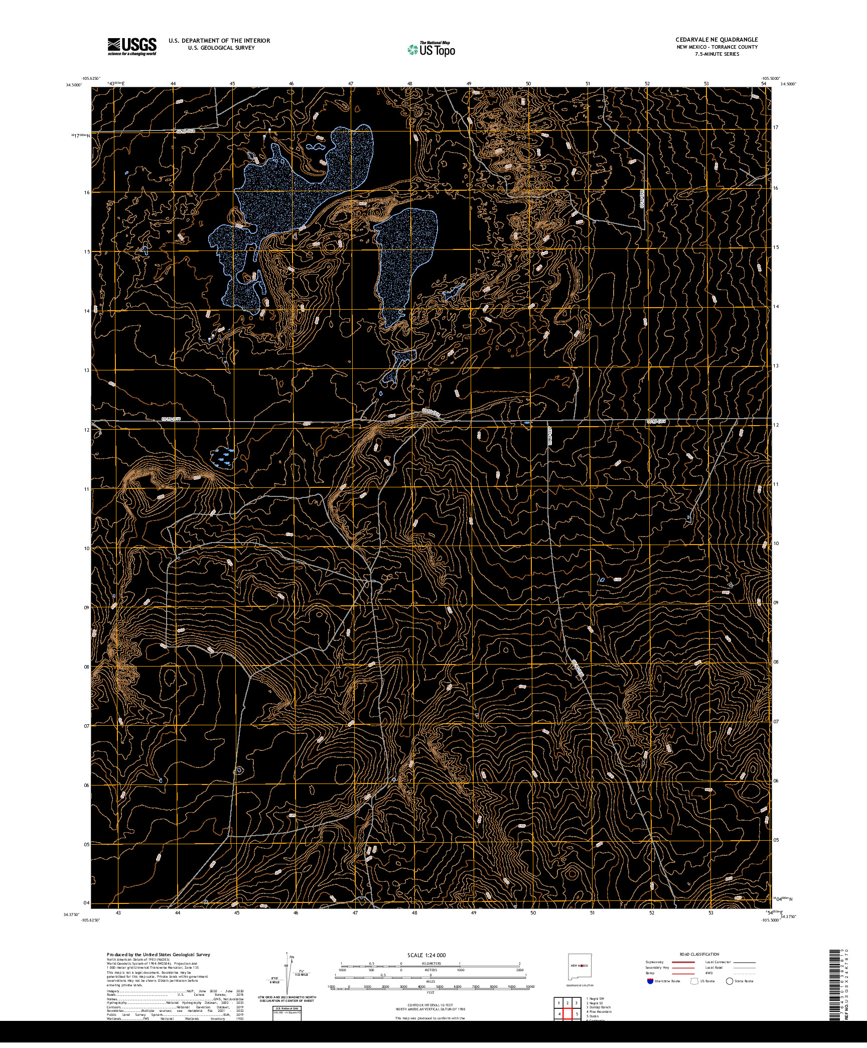 US TOPO 7.5-MINUTE MAP FOR CEDARVALE NE, NM