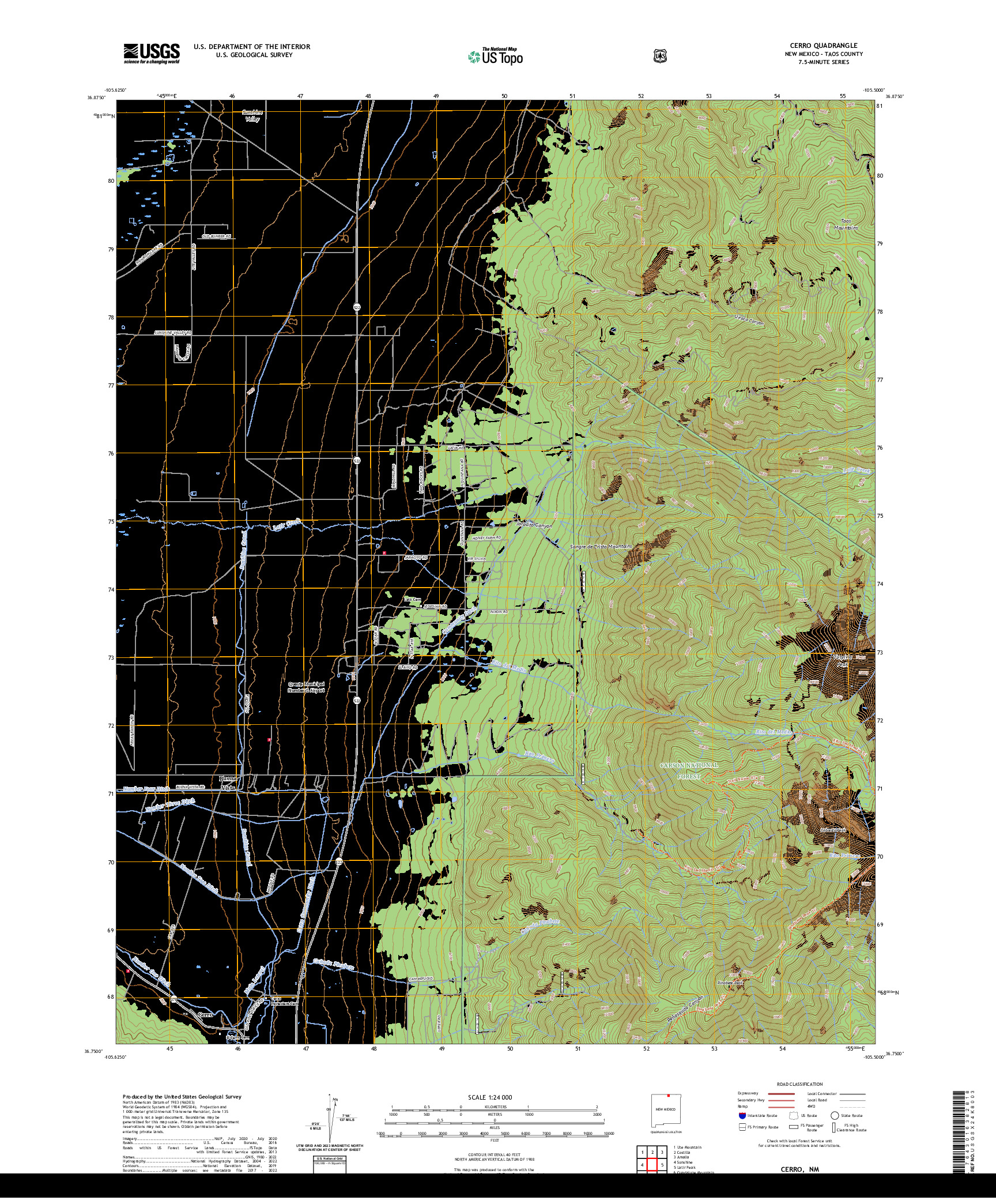 US TOPO 7.5-MINUTE MAP FOR CERRO, NM