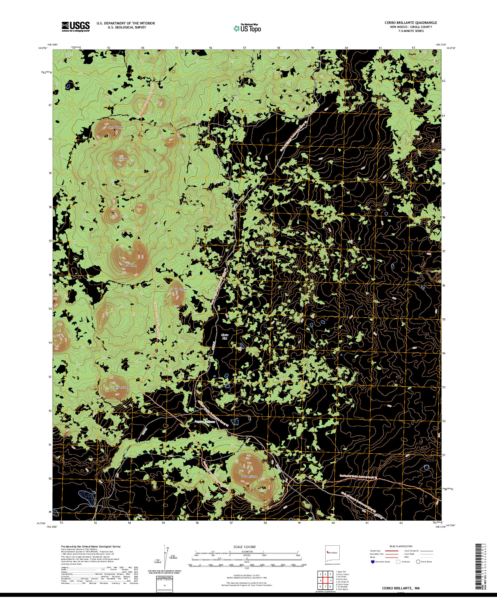 US TOPO 7.5-MINUTE MAP FOR CERRO BRILLANTE, NM