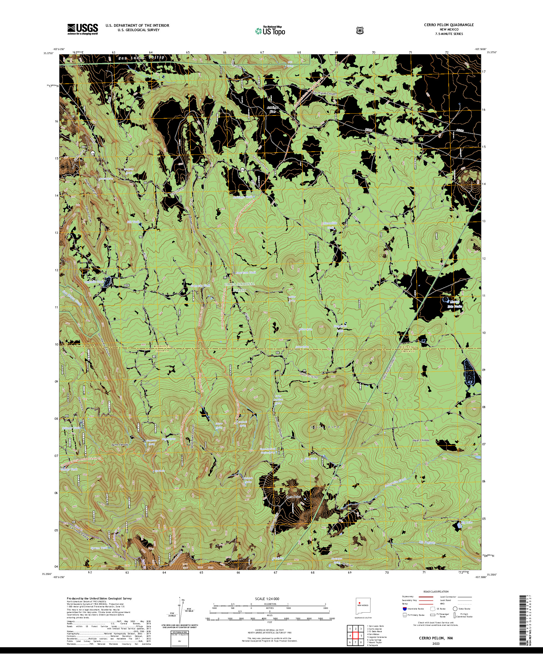 US TOPO 7.5-MINUTE MAP FOR CERRO PELON, NM