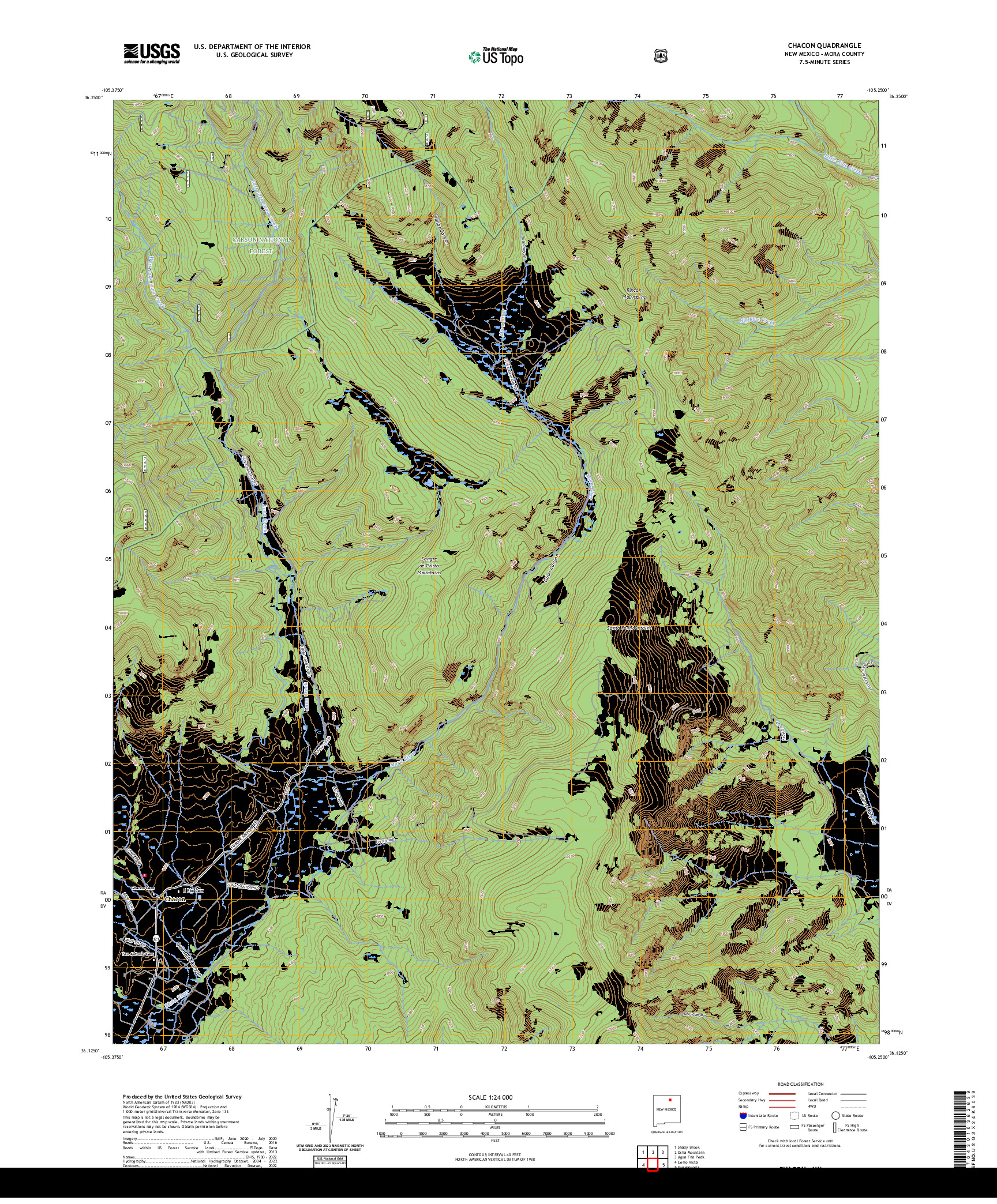 US TOPO 7.5-MINUTE MAP FOR CHACON, NM