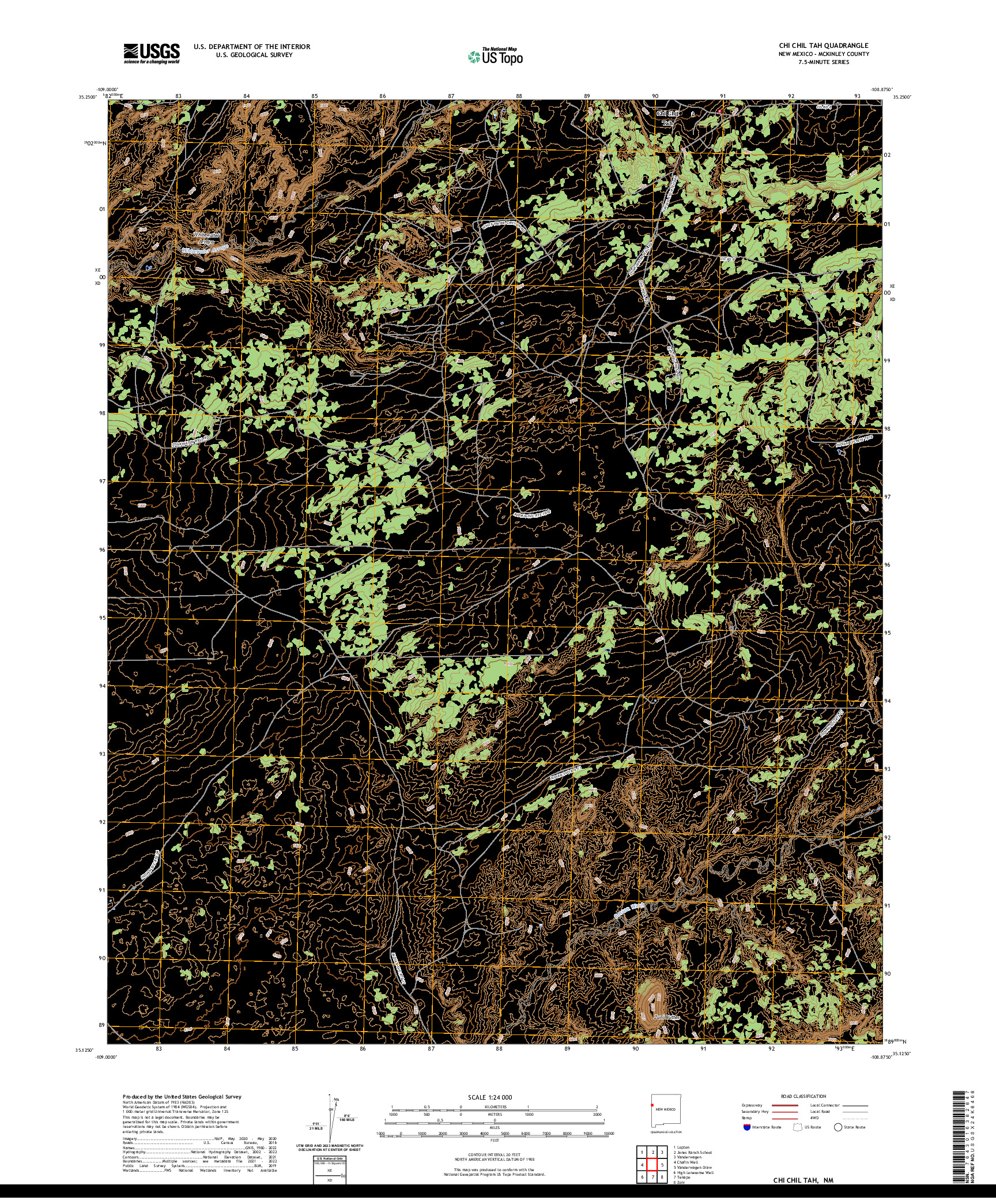 US TOPO 7.5-MINUTE MAP FOR CHI CHIL TAH, NM