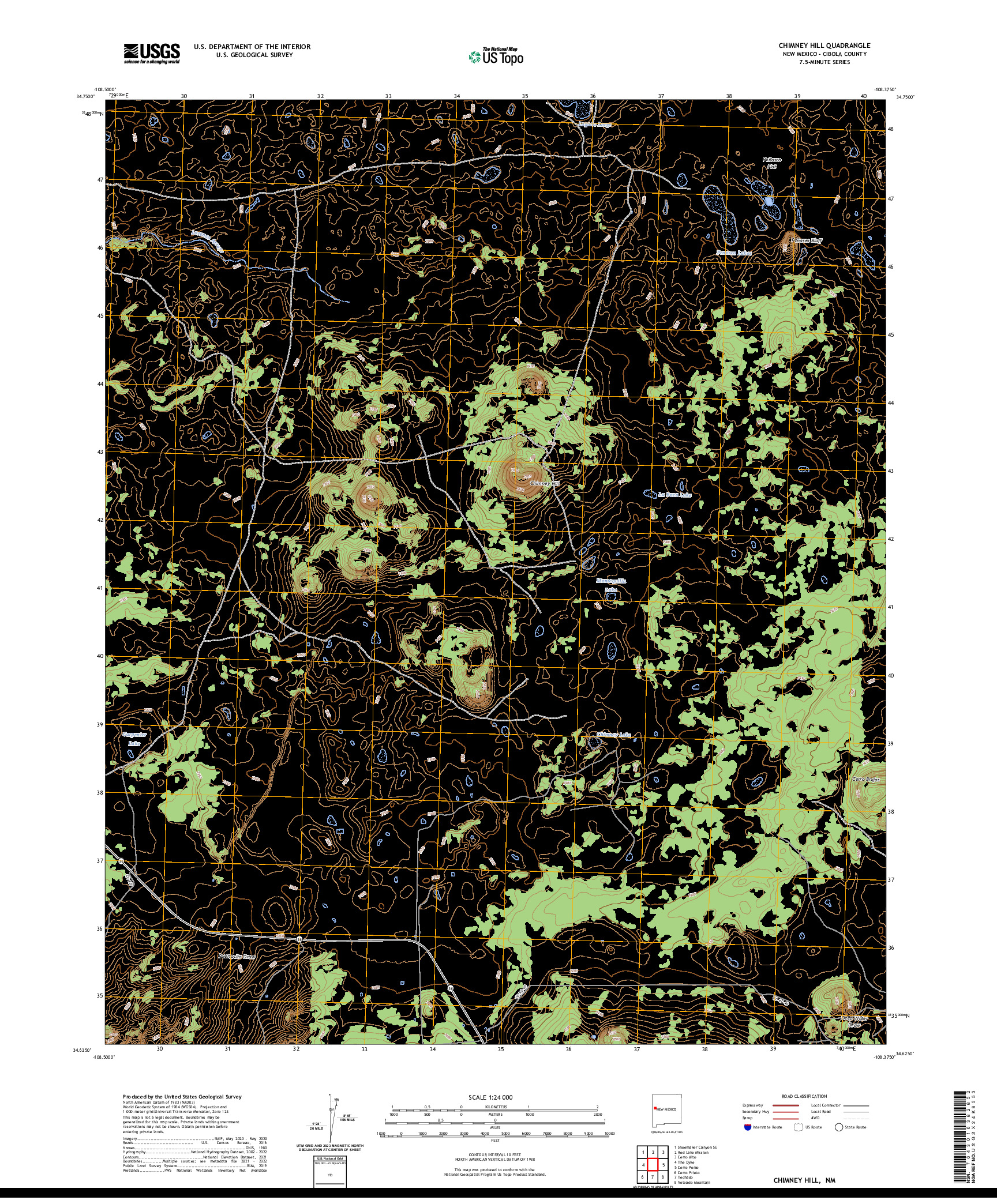 US TOPO 7.5-MINUTE MAP FOR CHIMNEY HILL, NM