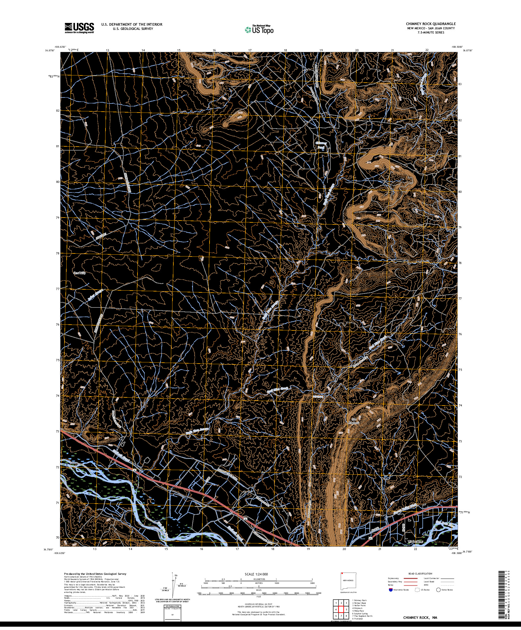 US TOPO 7.5-MINUTE MAP FOR CHIMNEY ROCK, NM