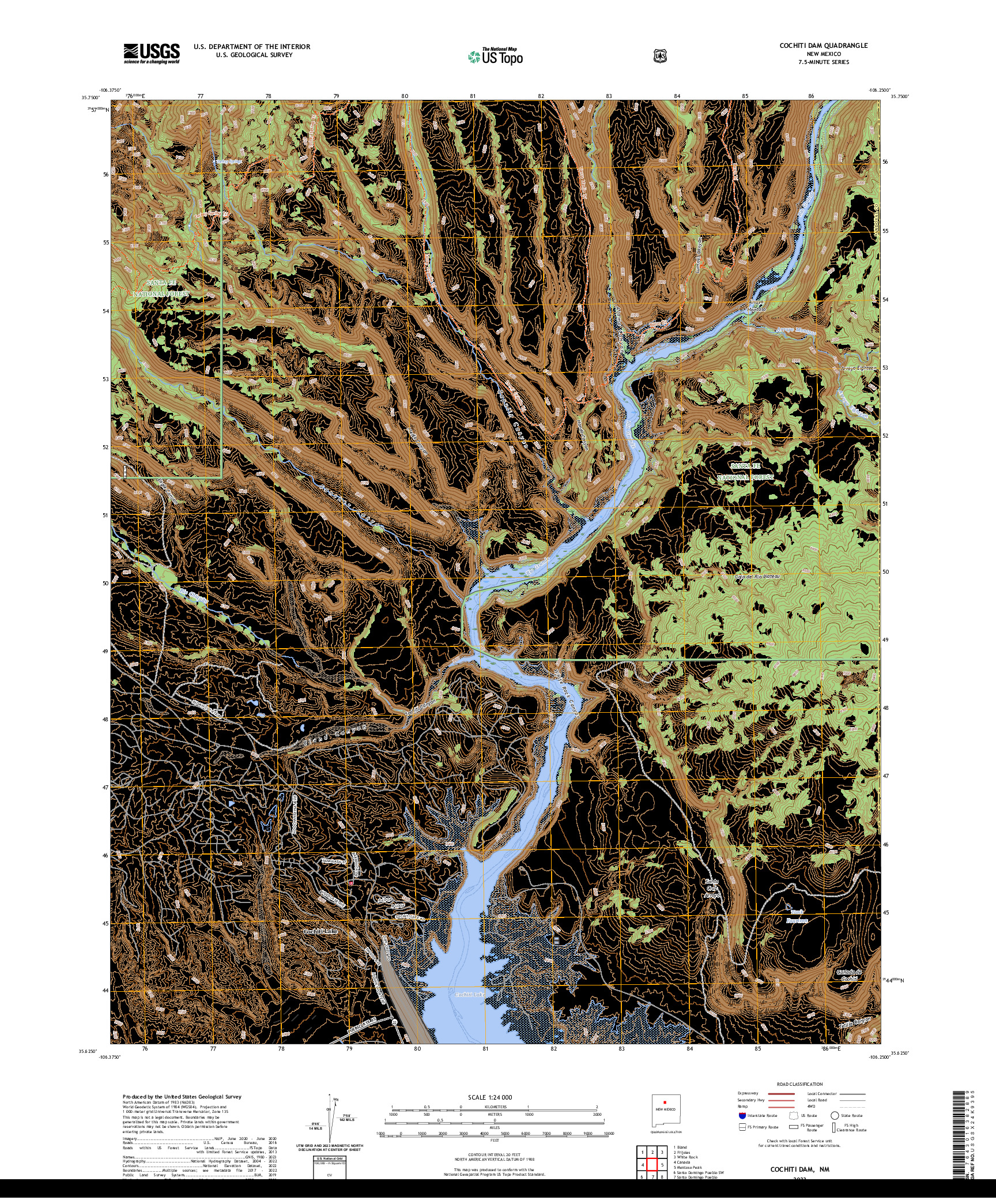 US TOPO 7.5-MINUTE MAP FOR COCHITI DAM, NM