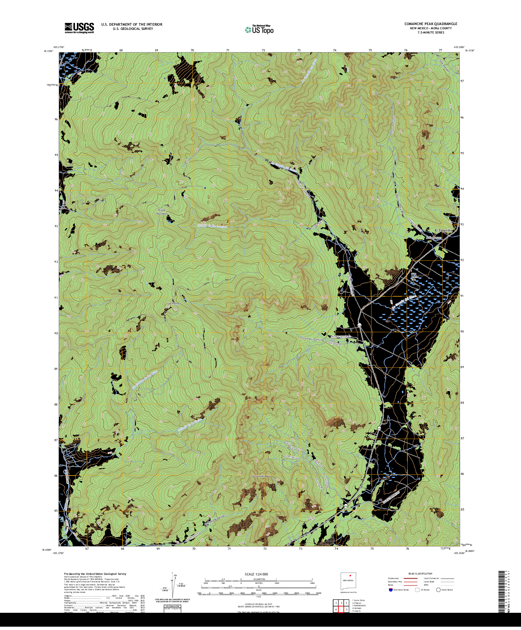US TOPO 7.5-MINUTE MAP FOR COMANCHE PEAK, NM