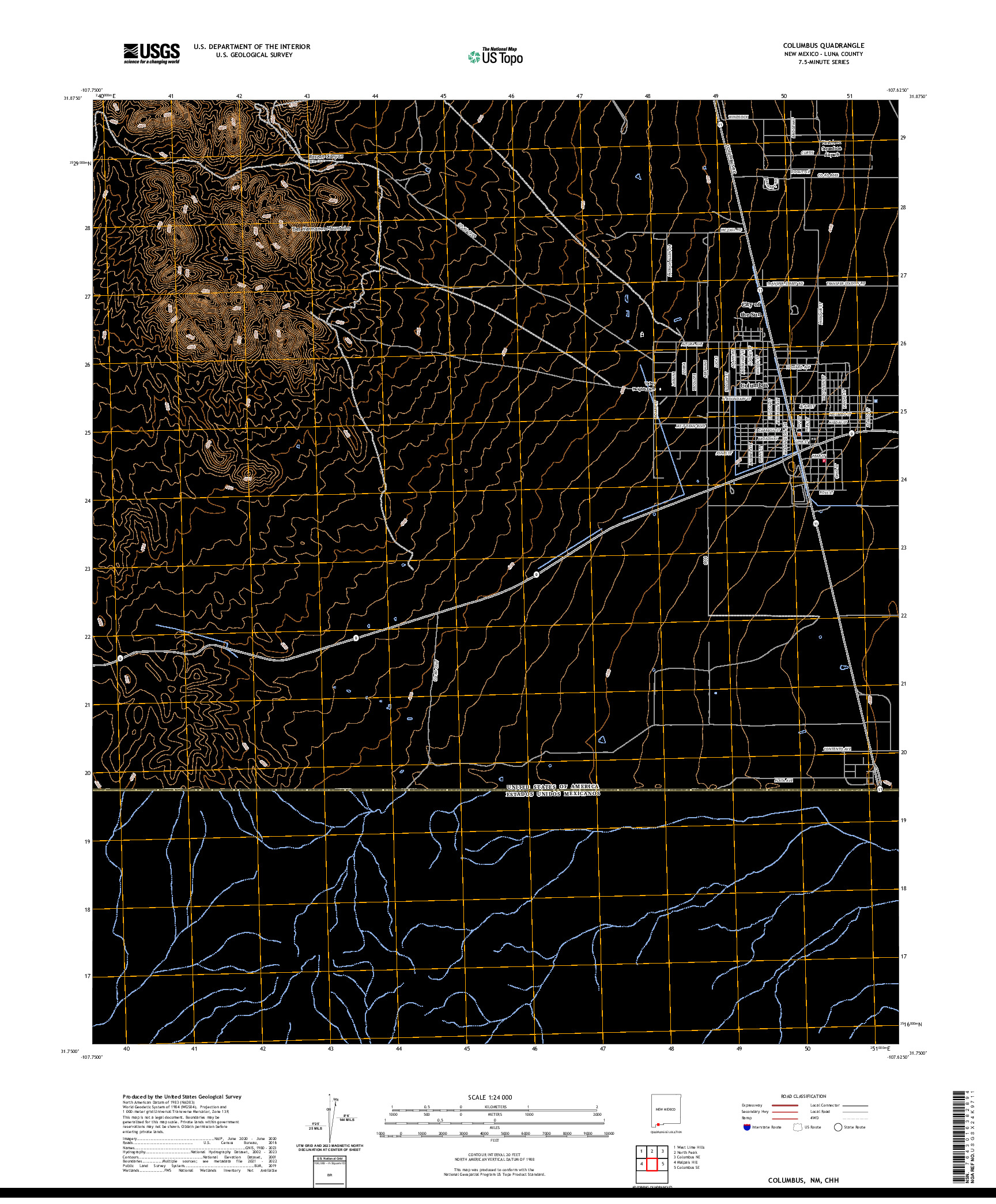 US TOPO 7.5-MINUTE MAP FOR COLUMBUS, NM,CHH