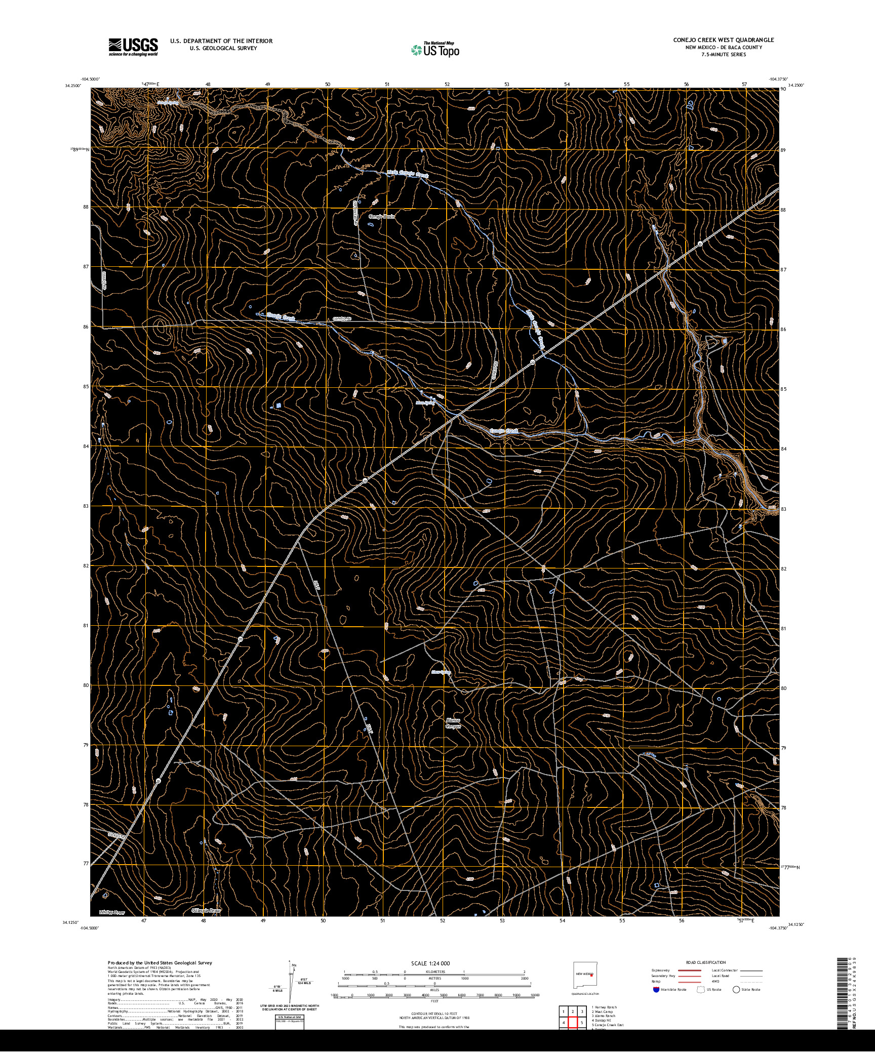 US TOPO 7.5-MINUTE MAP FOR CONEJO CREEK WEST, NM