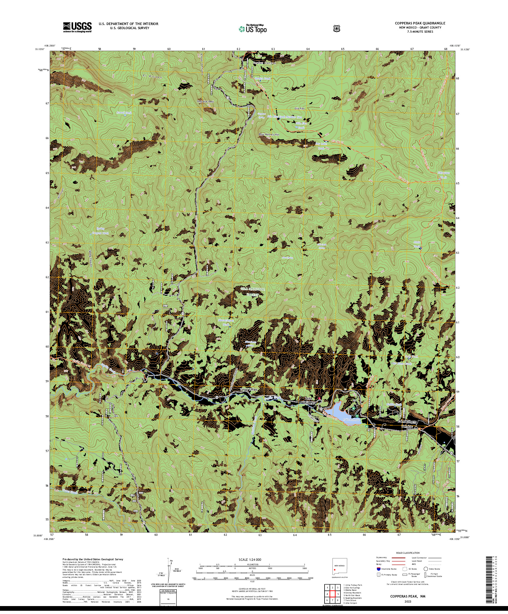 US TOPO 7.5-MINUTE MAP FOR COPPERAS PEAK, NM