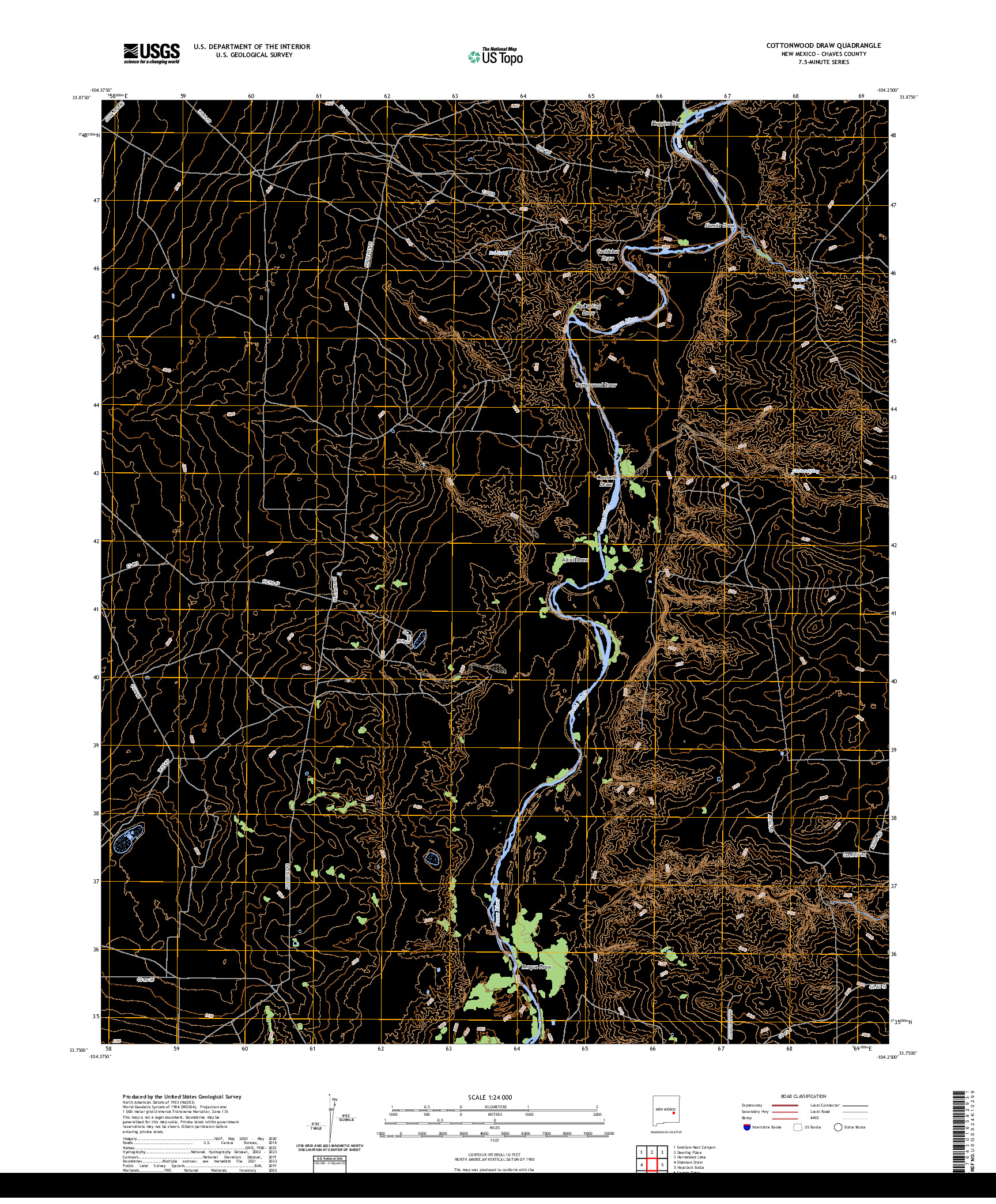 US TOPO 7.5-MINUTE MAP FOR COTTONWOOD DRAW, NM