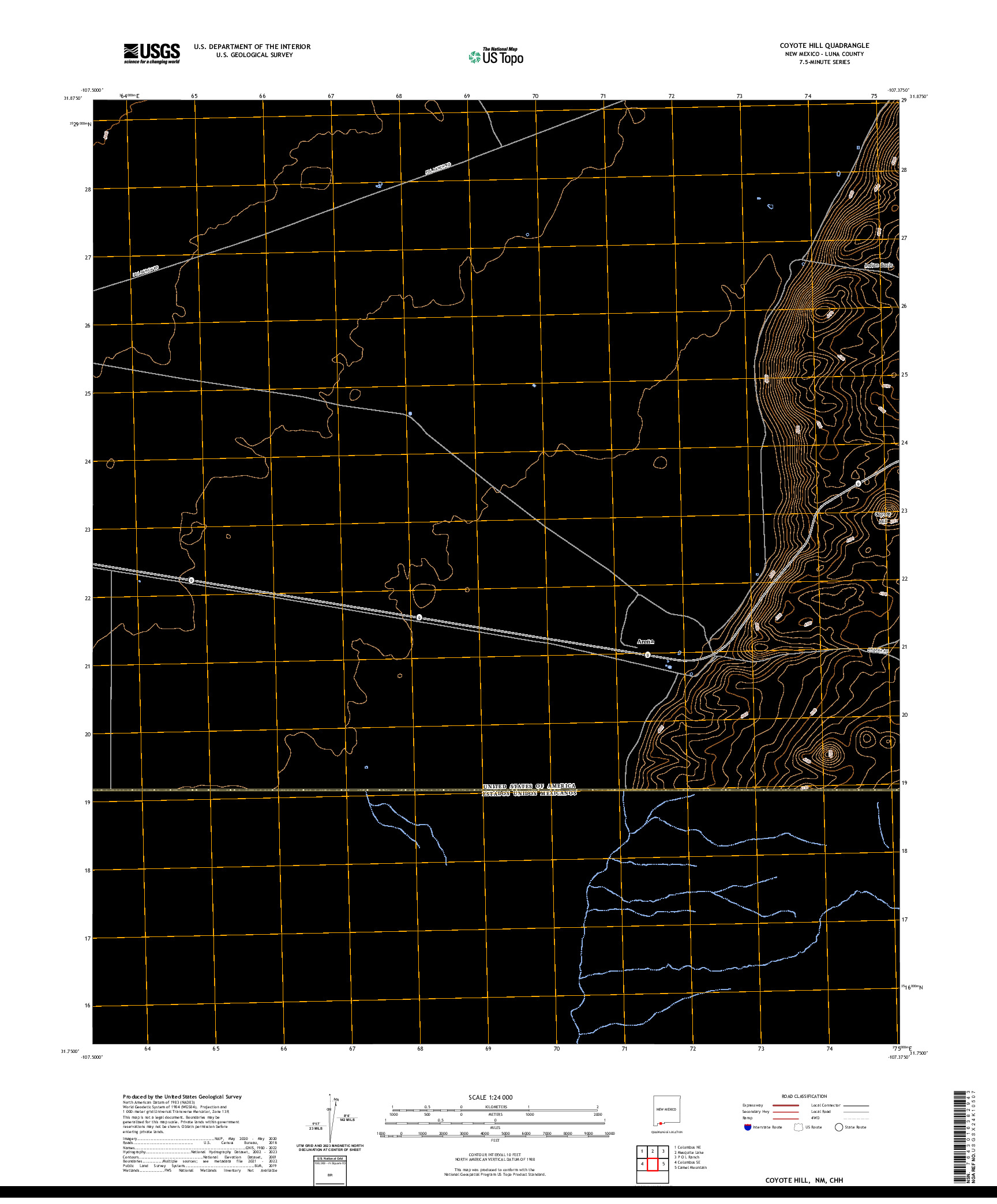 US TOPO 7.5-MINUTE MAP FOR COYOTE HILL, NM,CHH