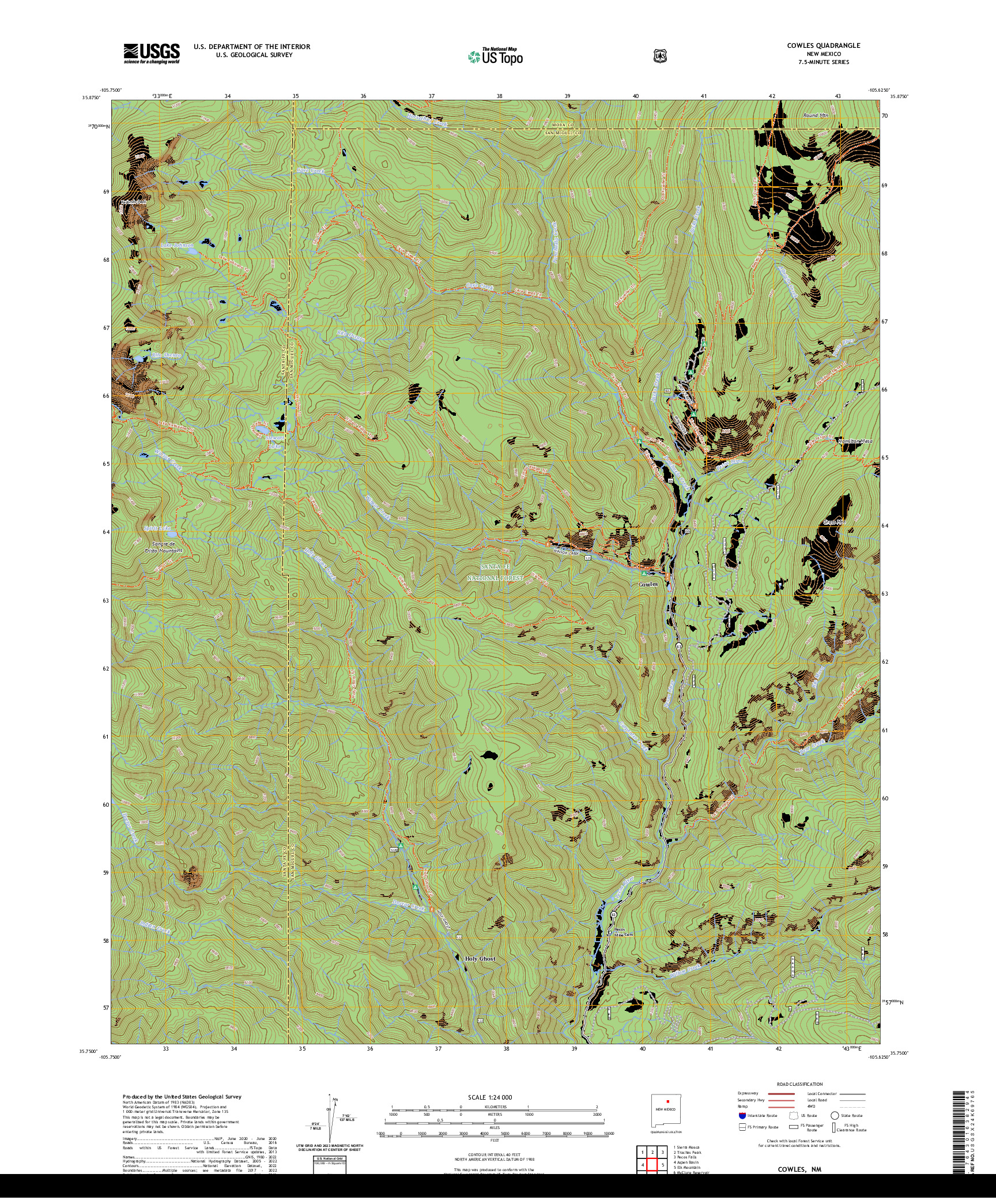 US TOPO 7.5-MINUTE MAP FOR COWLES, NM
