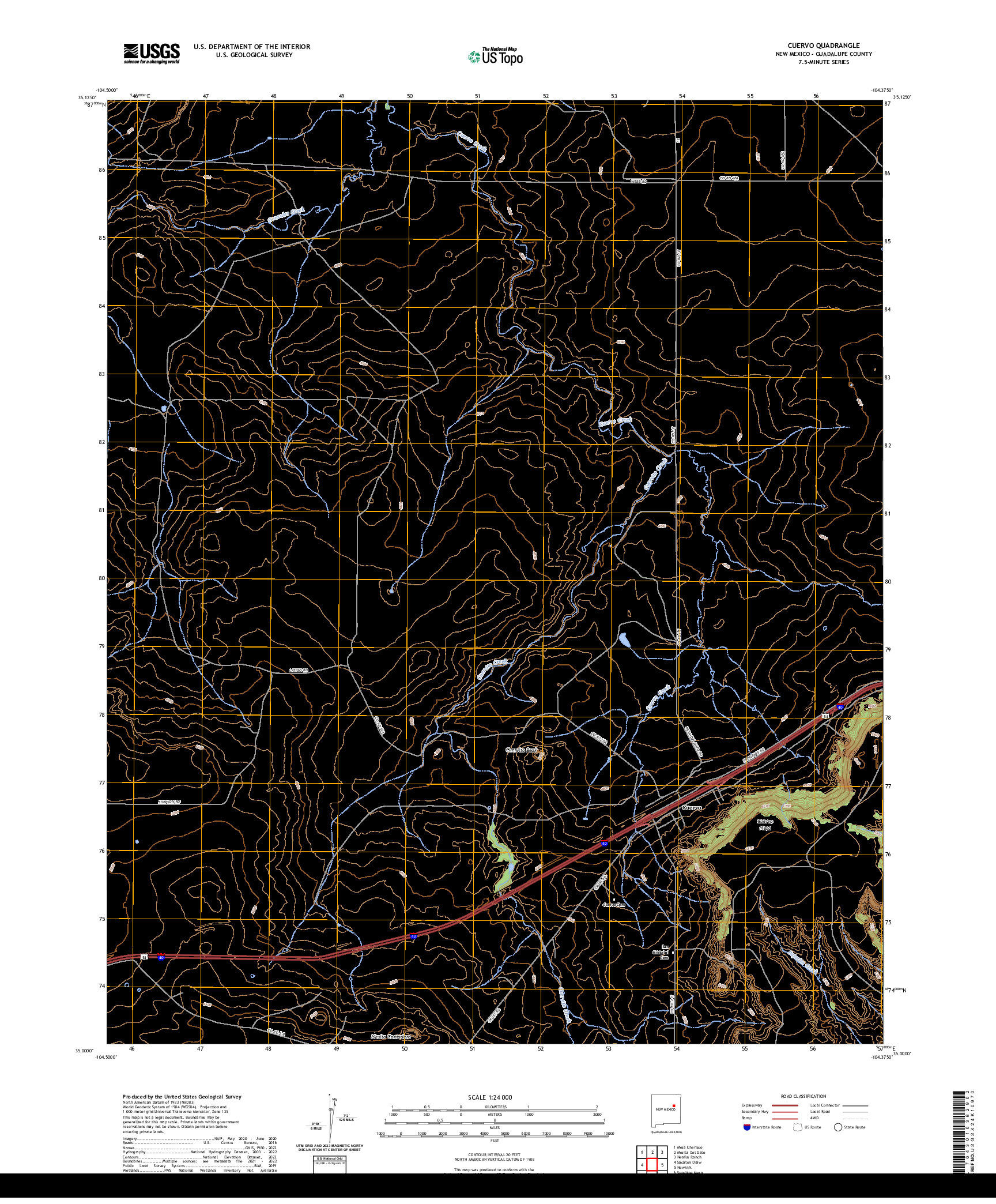 US TOPO 7.5-MINUTE MAP FOR CUERVO, NM