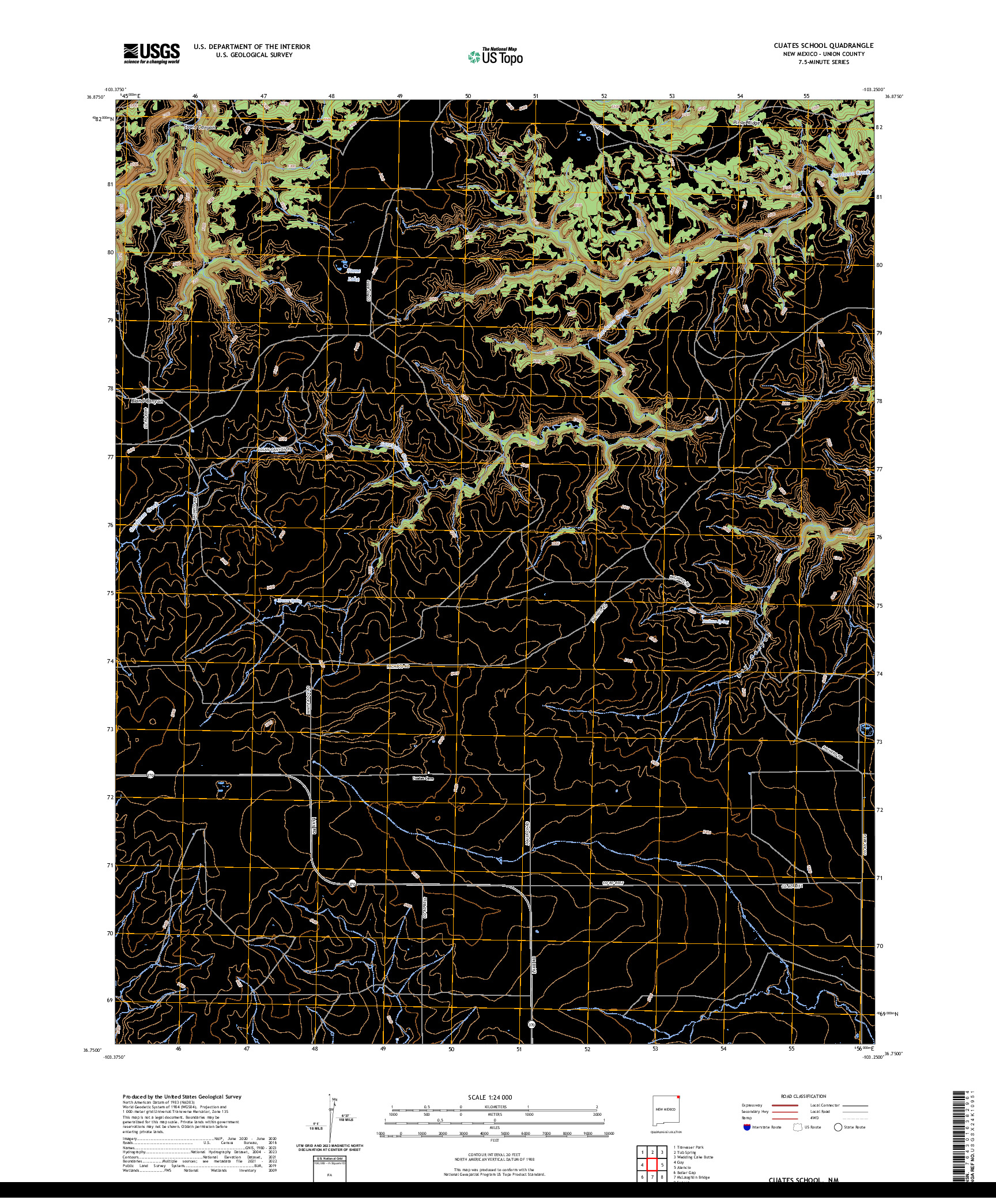 US TOPO 7.5-MINUTE MAP FOR CUATES SCHOOL, NM