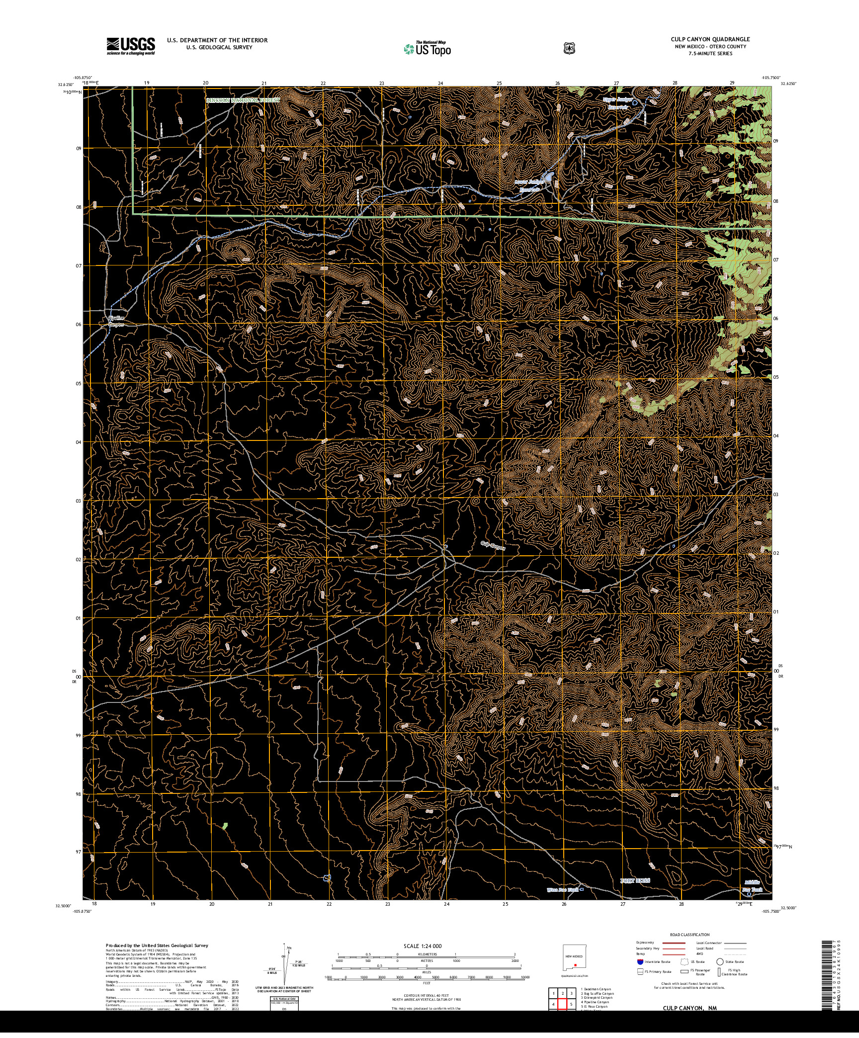 US TOPO 7.5-MINUTE MAP FOR CULP CANYON, NM