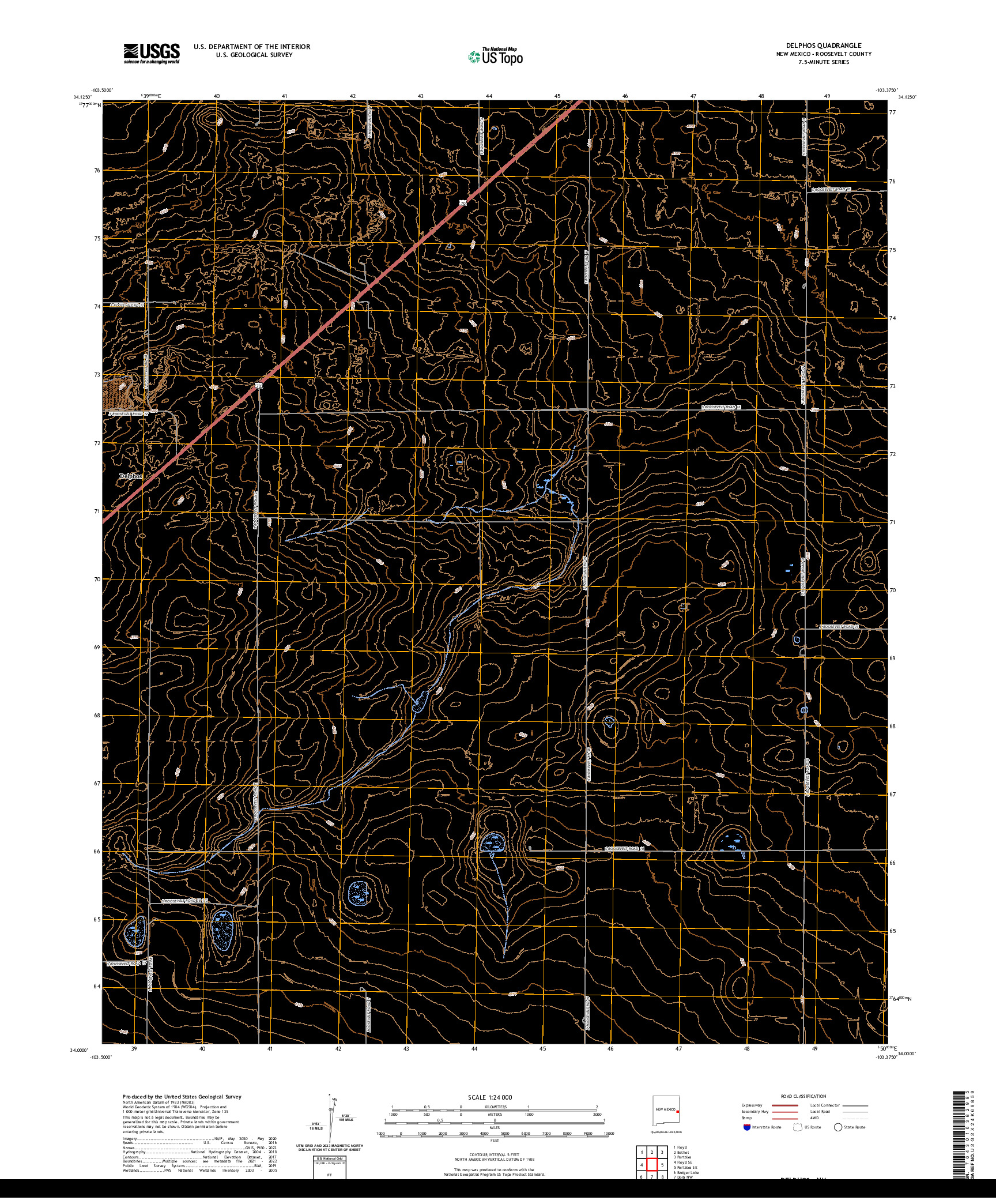 US TOPO 7.5-MINUTE MAP FOR DELPHOS, NM