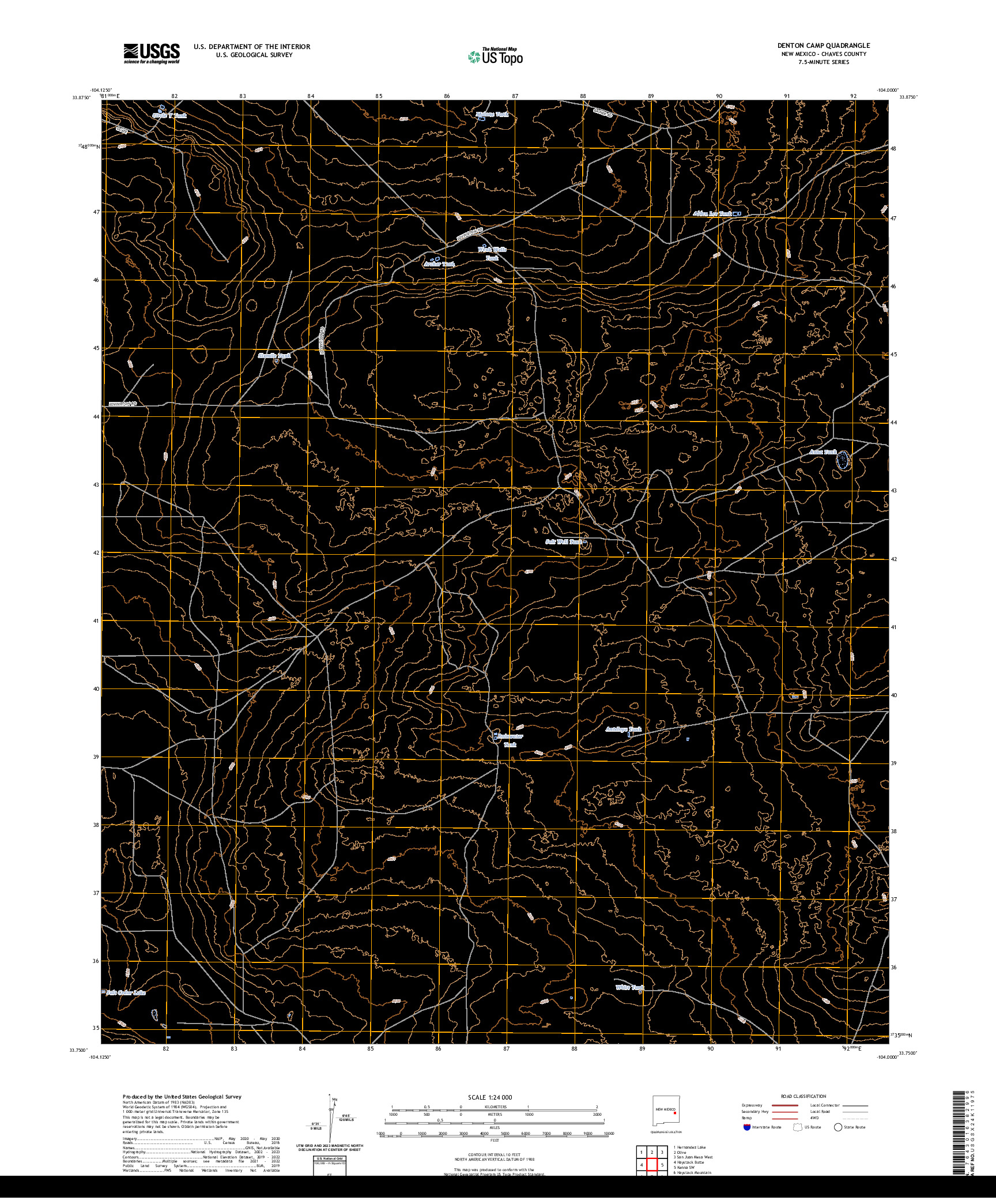 US TOPO 7.5-MINUTE MAP FOR DENTON CAMP, NM