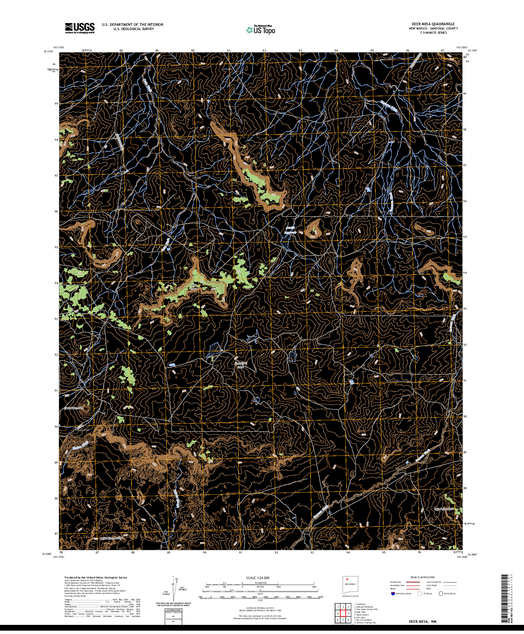 US TOPO 7.5-MINUTE MAP FOR DEER MESA, NM