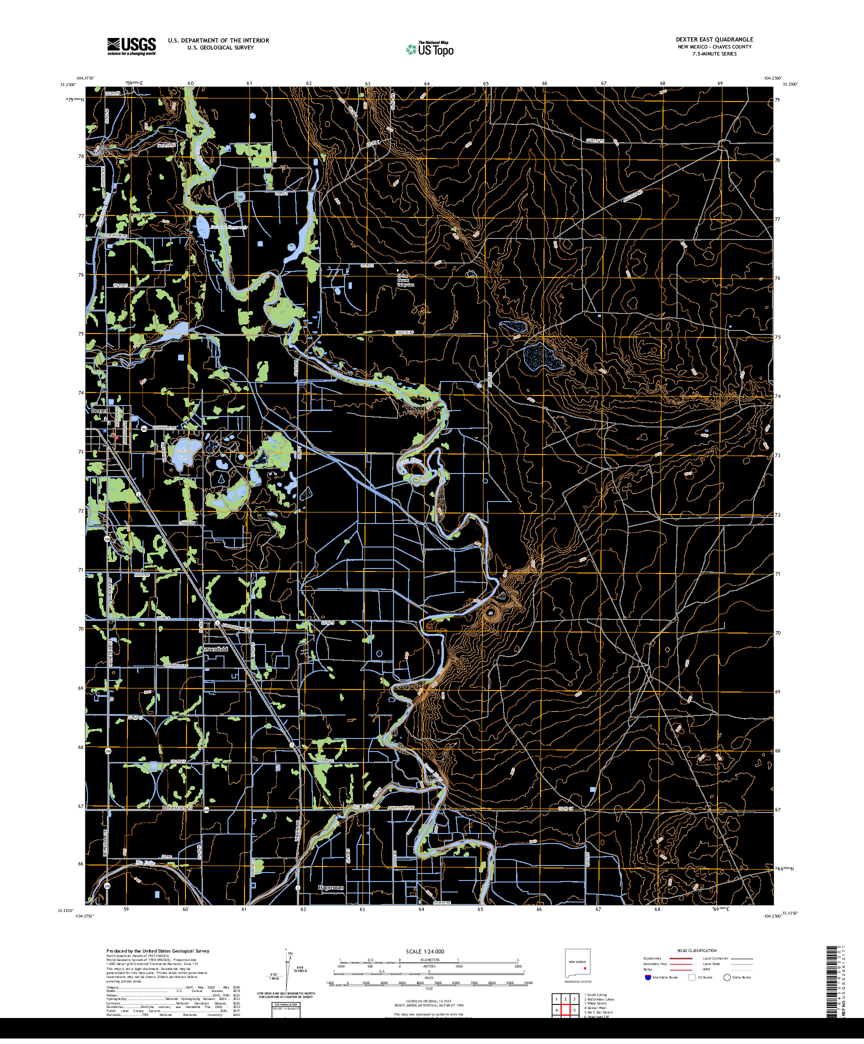 US TOPO 7.5-MINUTE MAP FOR DEXTER EAST, NM
