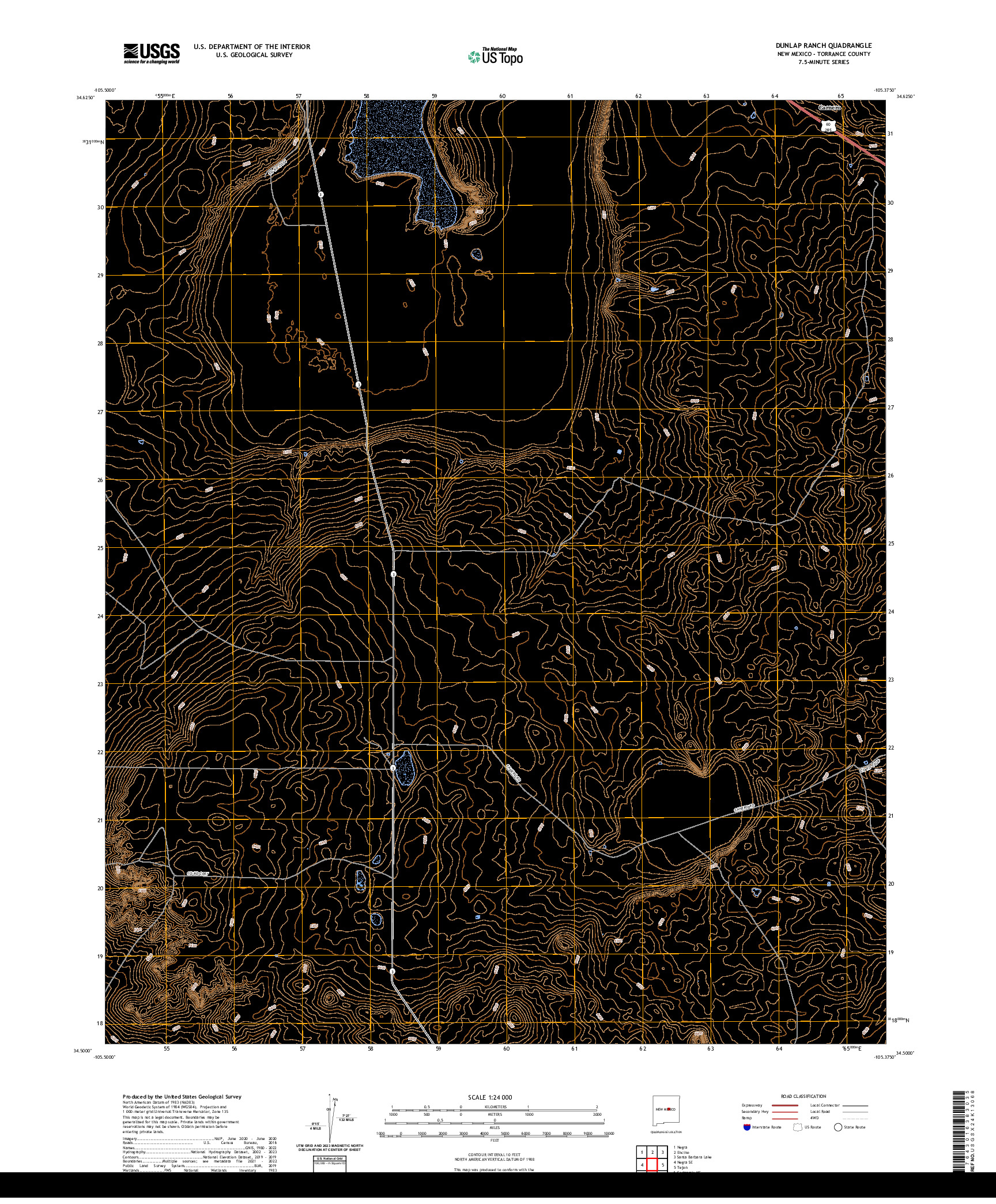 US TOPO 7.5-MINUTE MAP FOR DUNLAP RANCH, NM