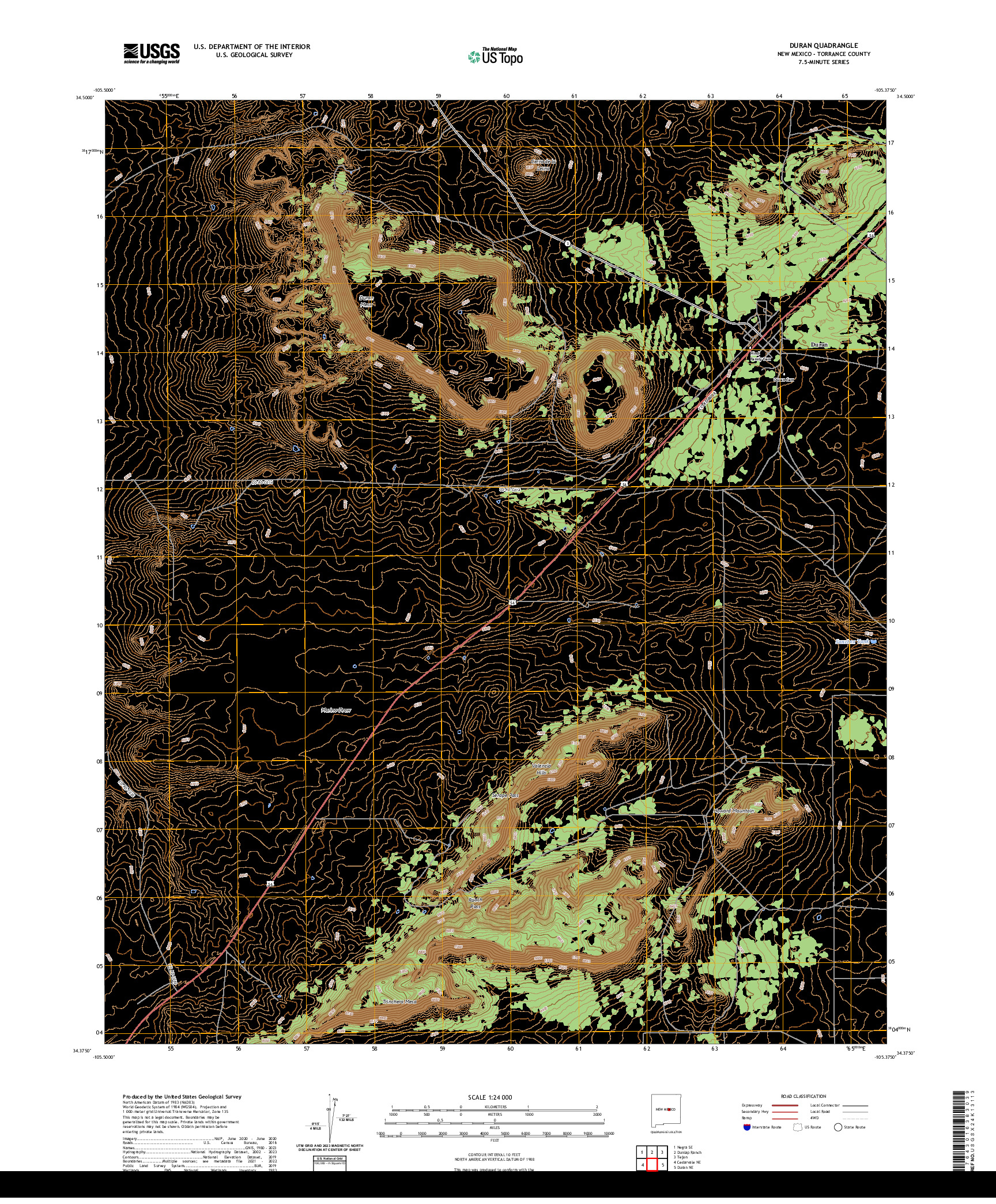 US TOPO 7.5-MINUTE MAP FOR DURAN, NM