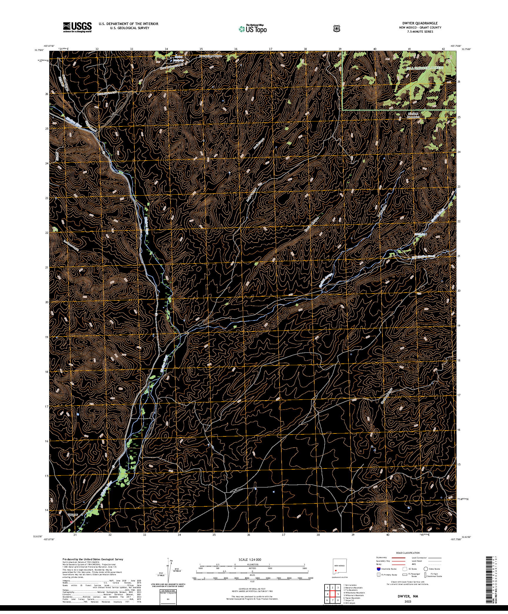 US TOPO 7.5-MINUTE MAP FOR DWYER, NM