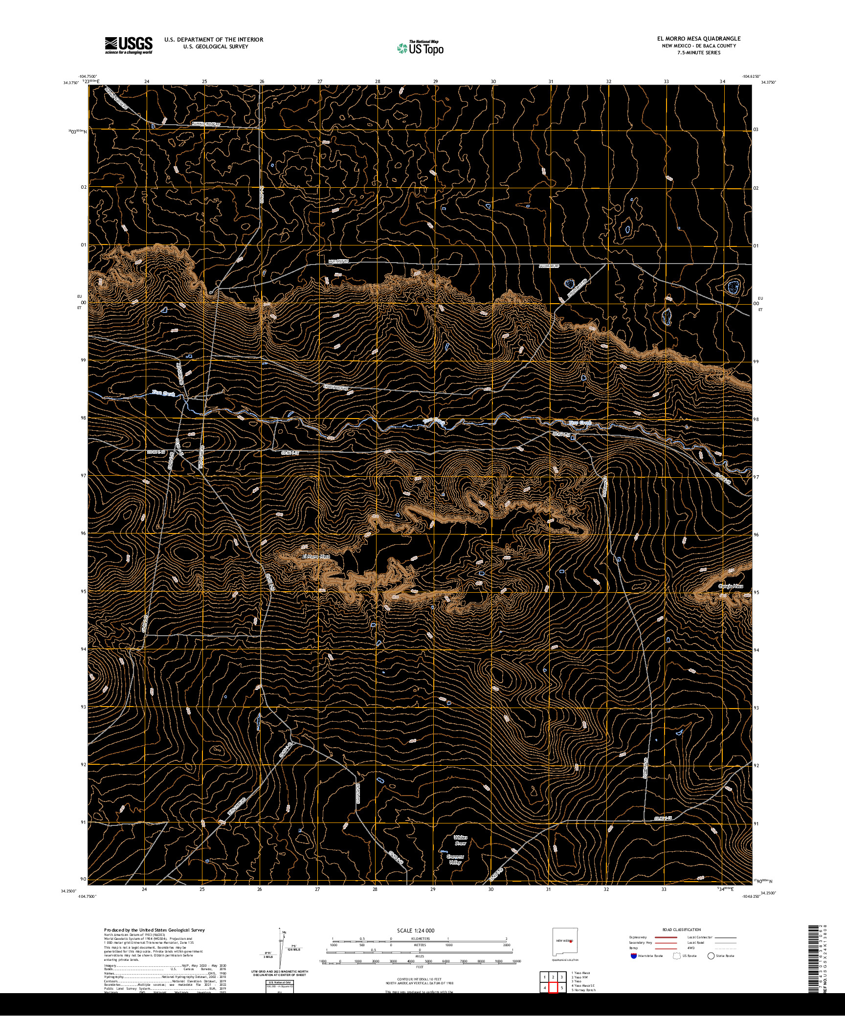 US TOPO 7.5-MINUTE MAP FOR EL MORRO MESA, NM