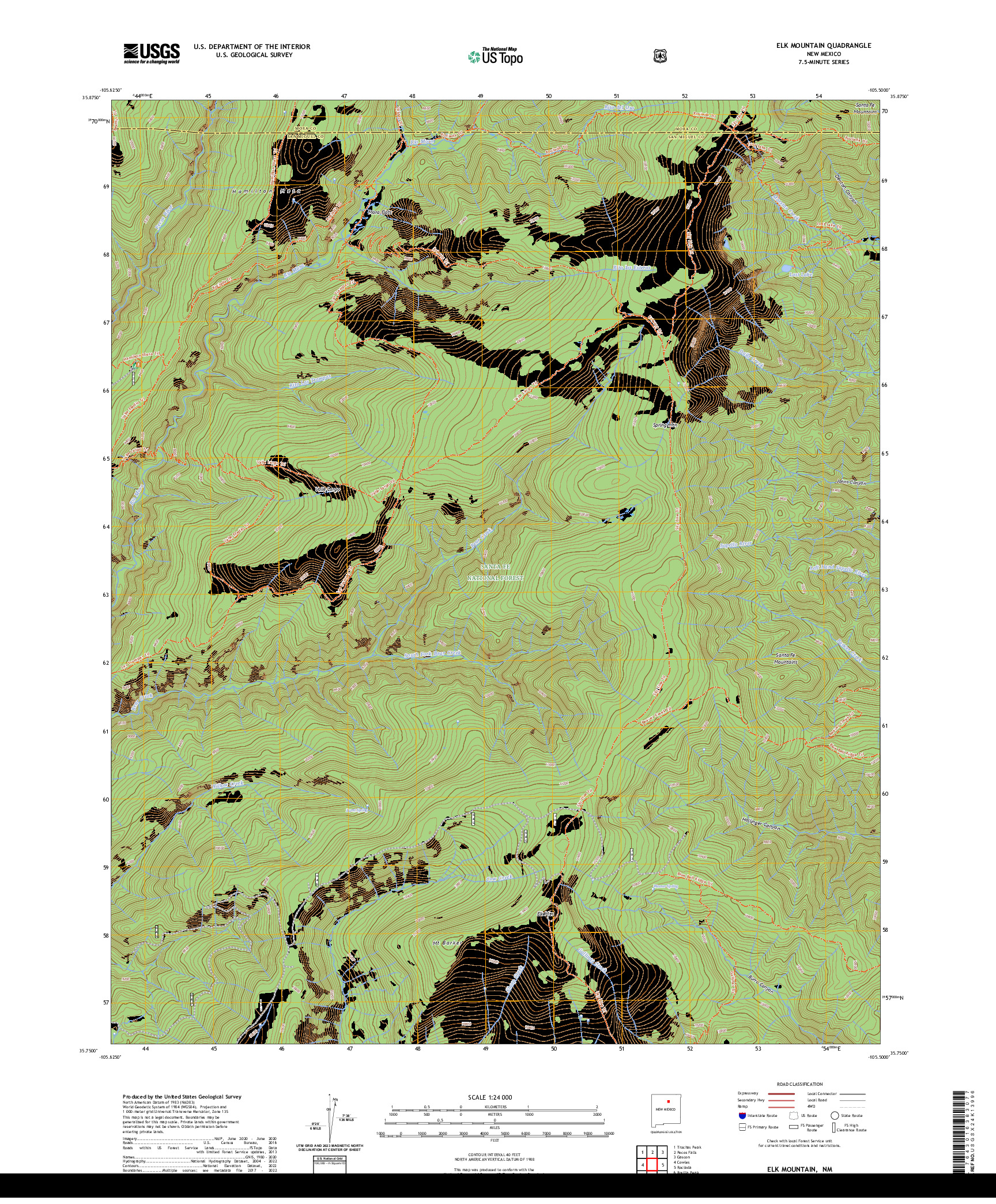 US TOPO 7.5-MINUTE MAP FOR ELK MOUNTAIN, NM