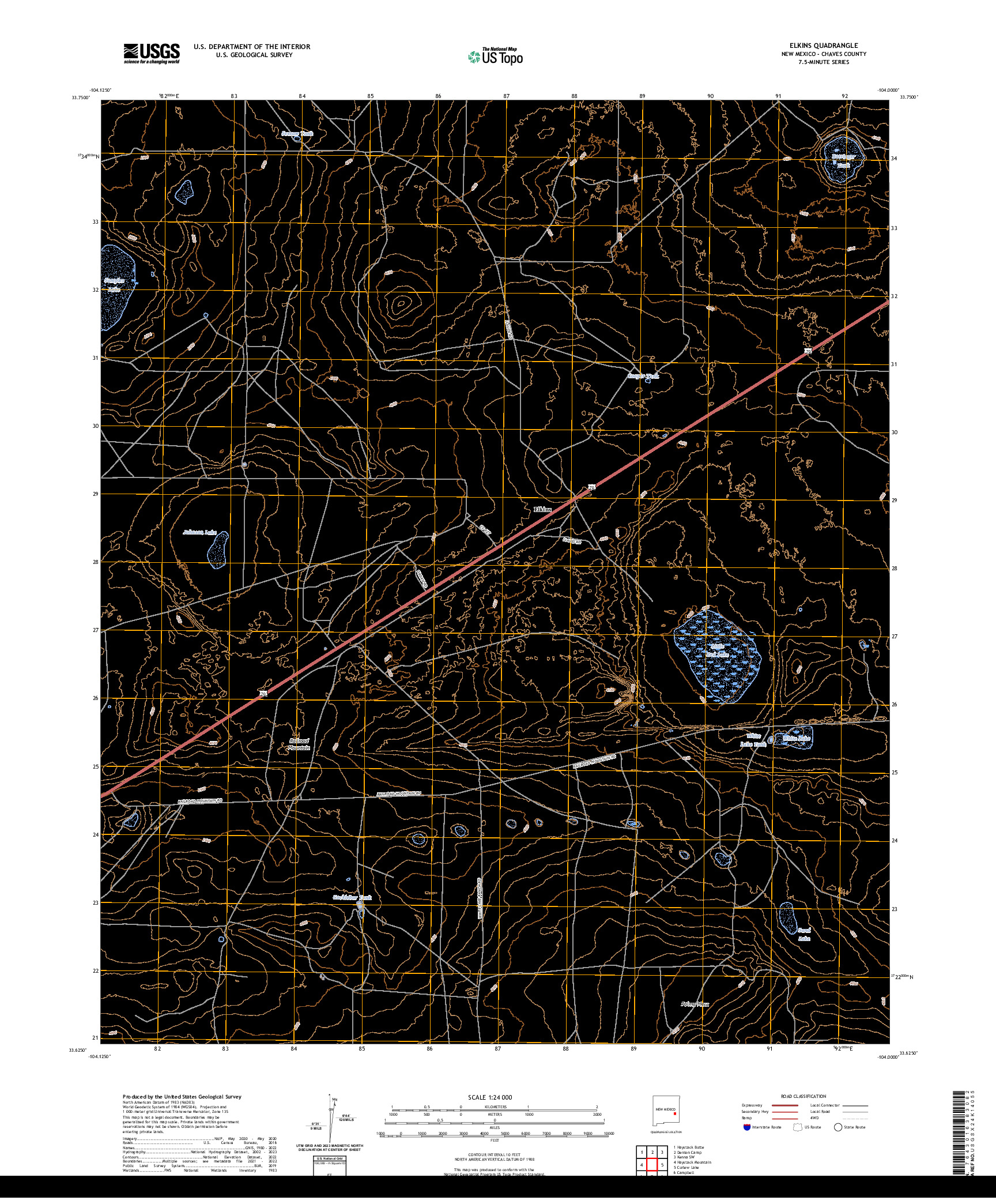 US TOPO 7.5-MINUTE MAP FOR ELKINS, NM