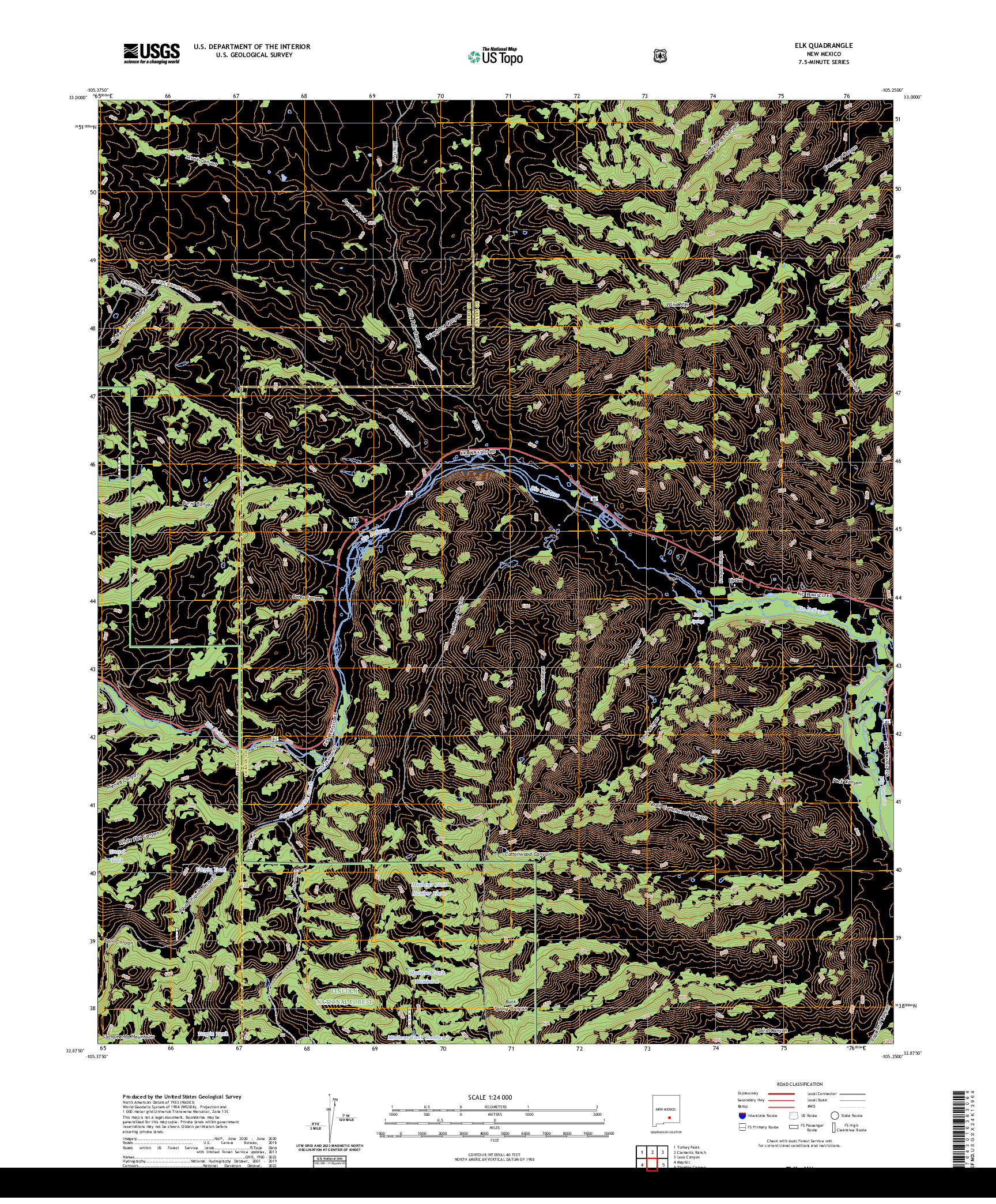 US TOPO 7.5-MINUTE MAP FOR ELK, NM