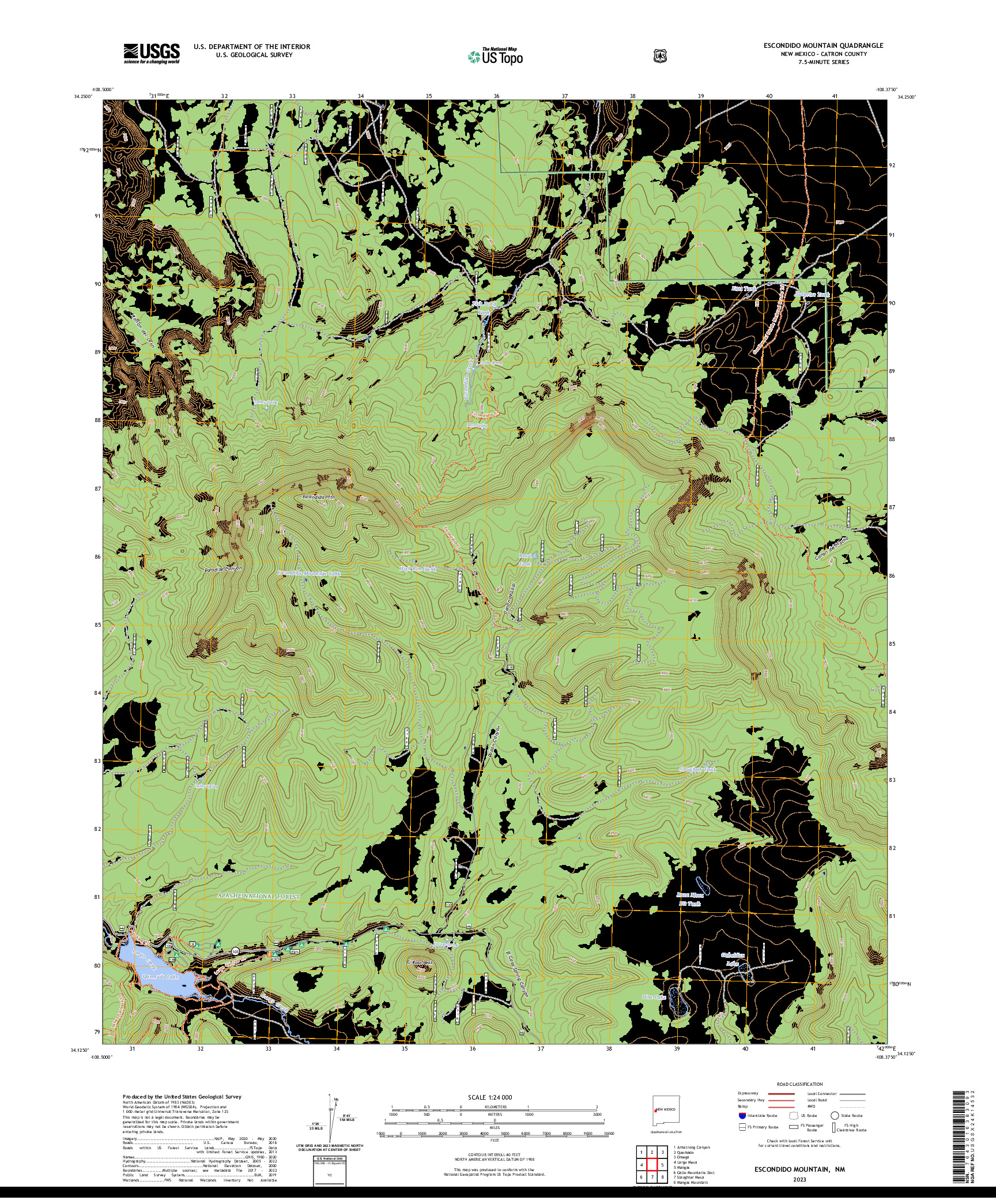 US TOPO 7.5-MINUTE MAP FOR ESCONDIDO MOUNTAIN, NM
