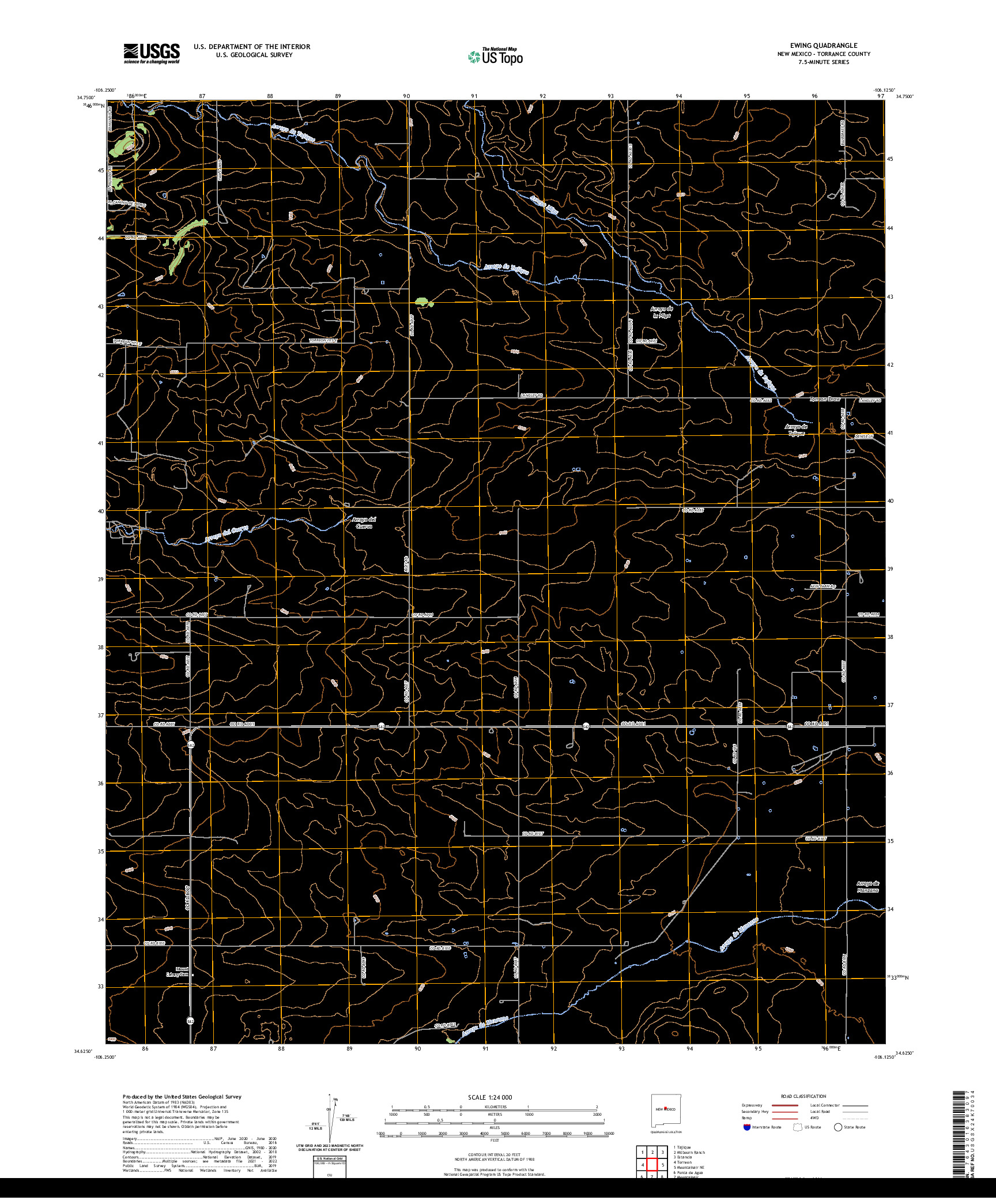 US TOPO 7.5-MINUTE MAP FOR EWING, NM