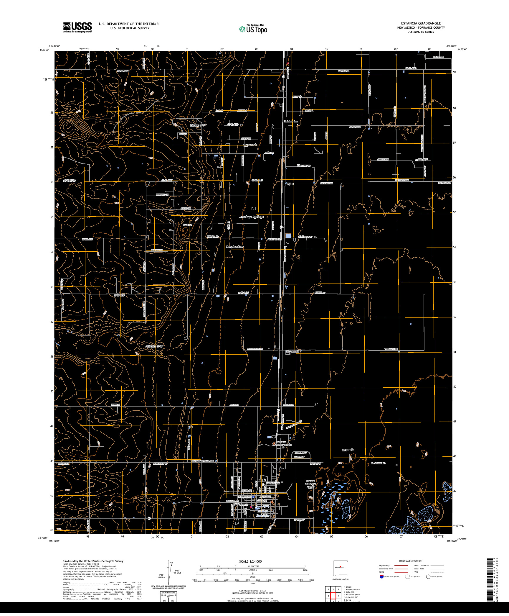 US TOPO 7.5-MINUTE MAP FOR ESTANCIA, NM