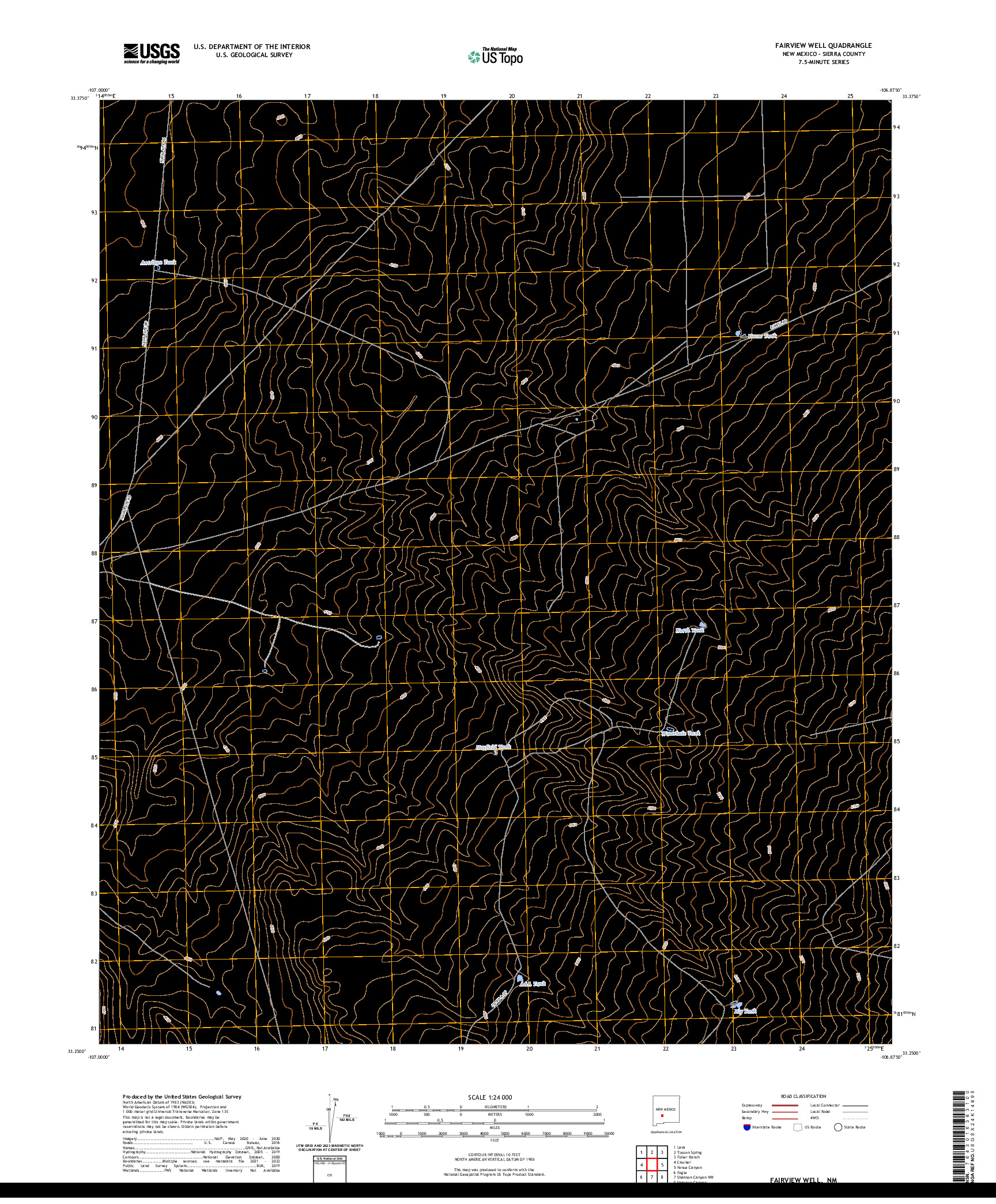 US TOPO 7.5-MINUTE MAP FOR FAIRVIEW WELL, NM