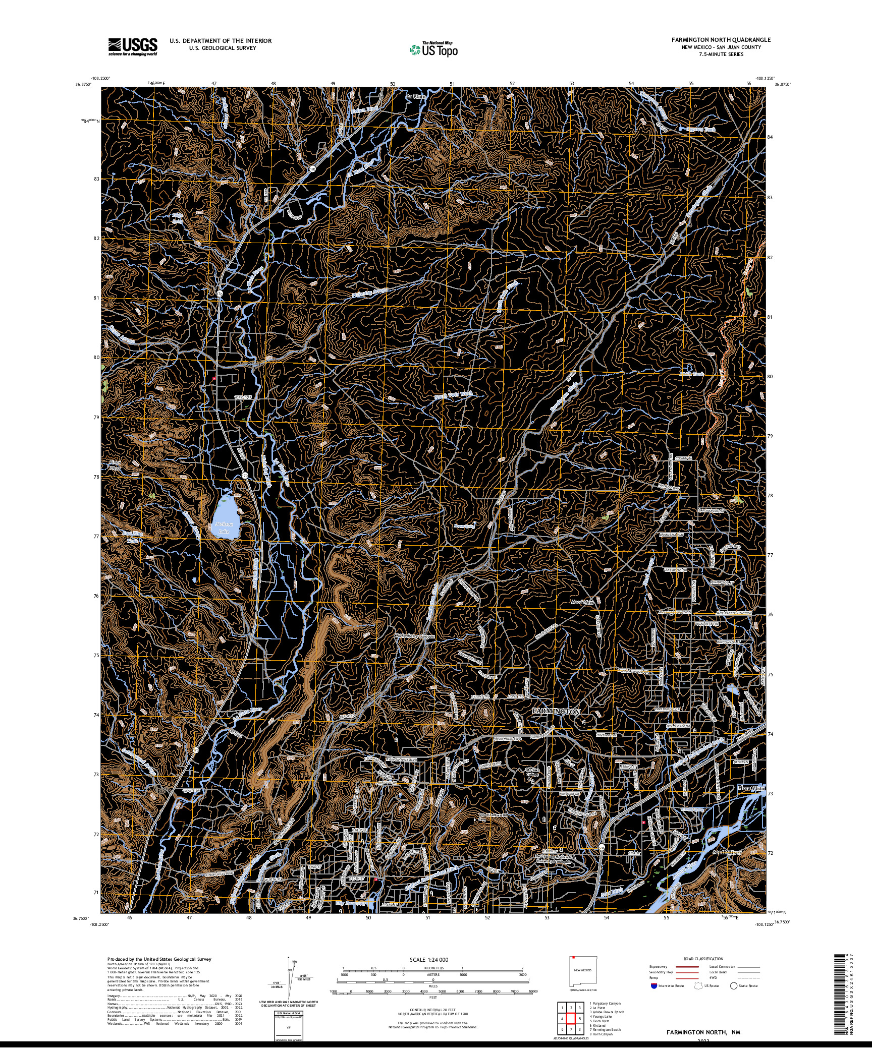 US TOPO 7.5-MINUTE MAP FOR FARMINGTON NORTH, NM