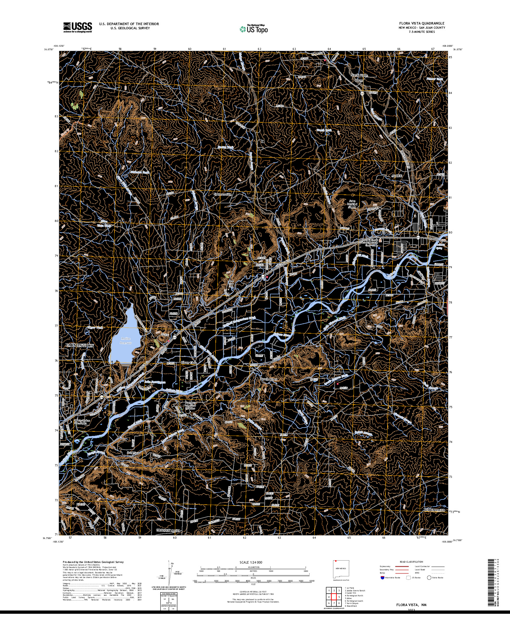 US TOPO 7.5-MINUTE MAP FOR FLORA VISTA, NM