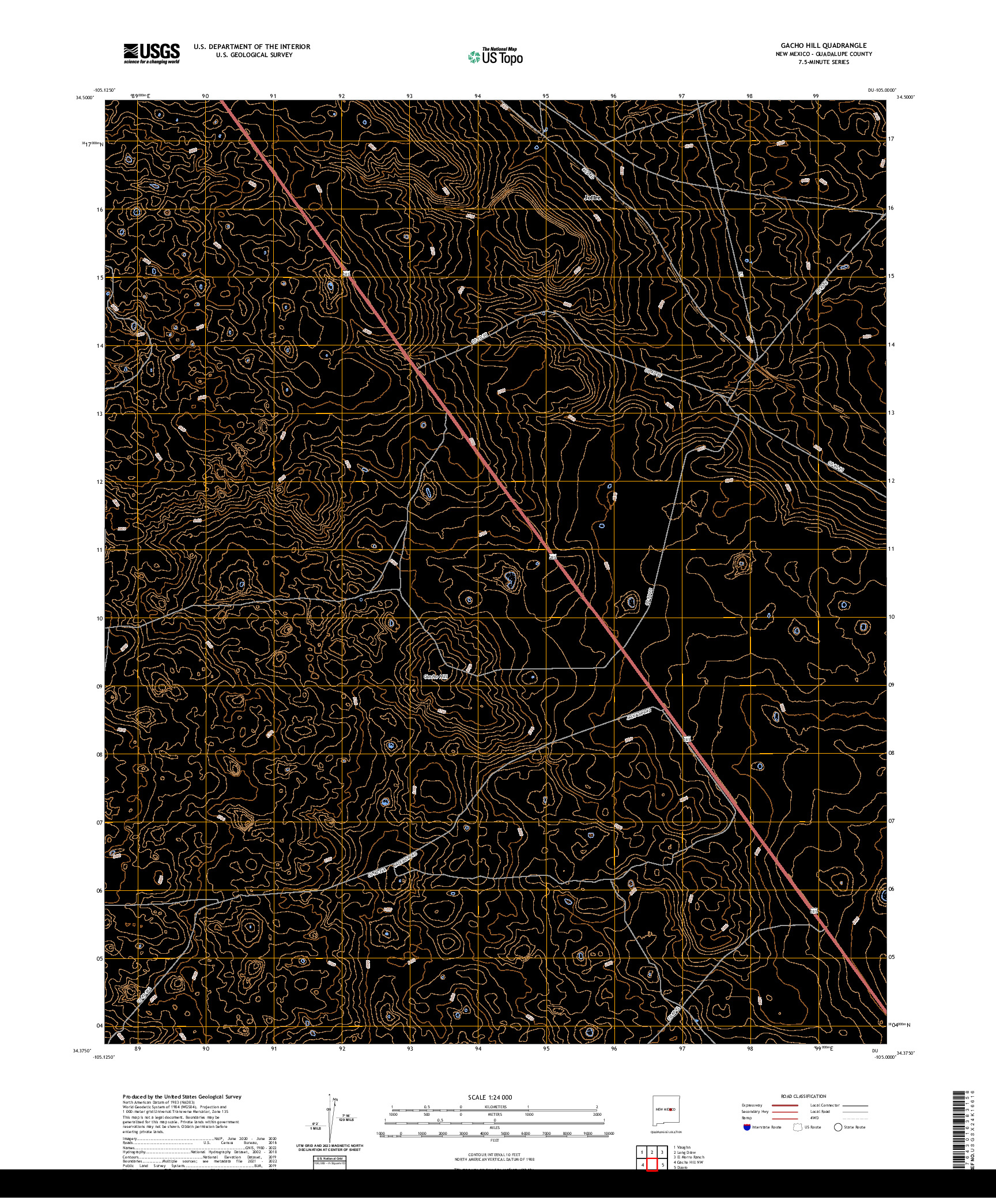 US TOPO 7.5-MINUTE MAP FOR GACHO HILL, NM