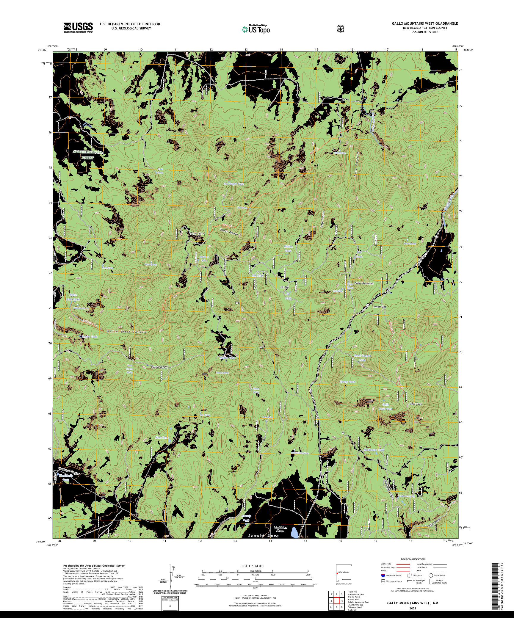 US TOPO 7.5-MINUTE MAP FOR GALLO MOUNTAINS WEST, NM