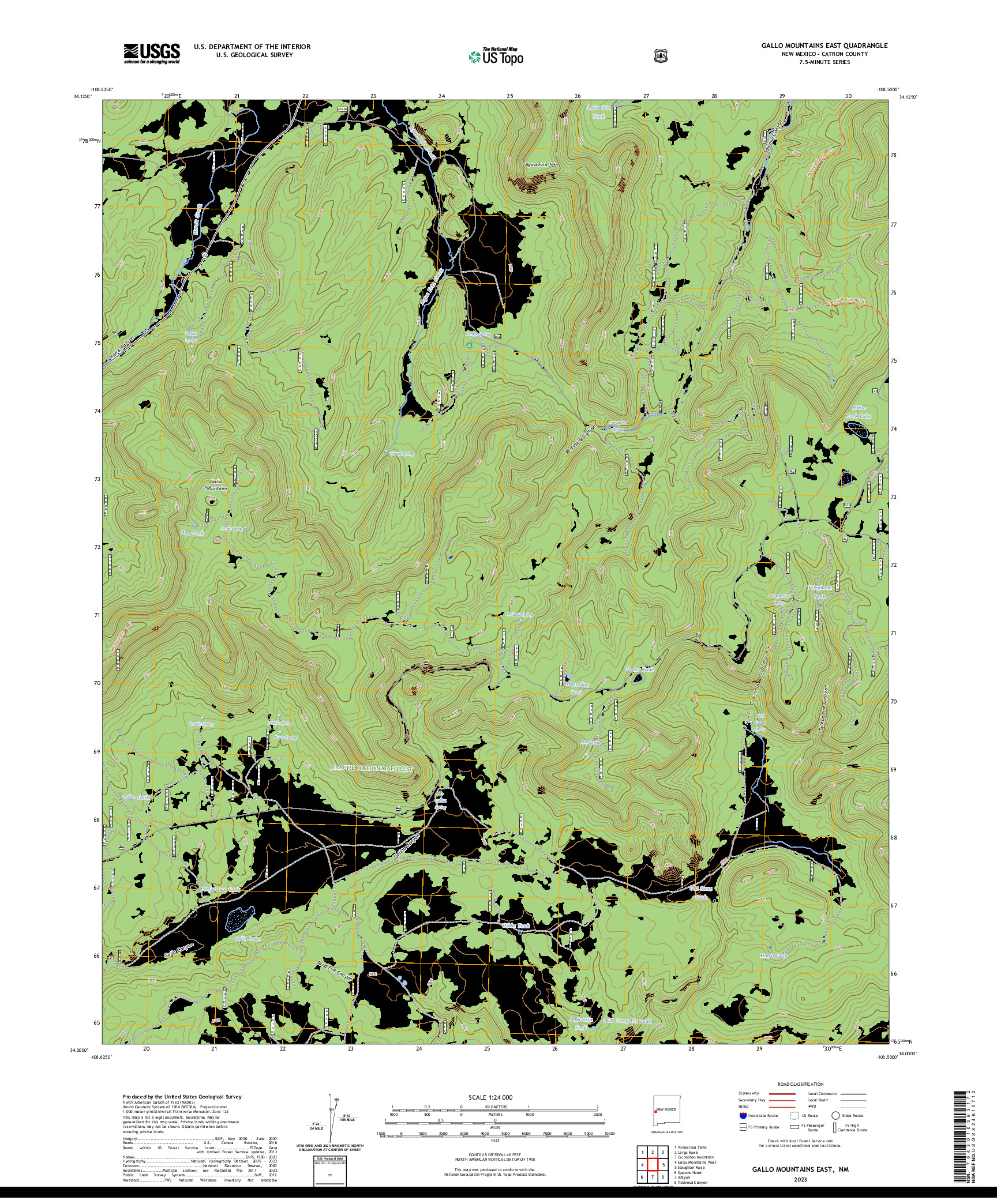 US TOPO 7.5-MINUTE MAP FOR GALLO MOUNTAINS EAST, NM